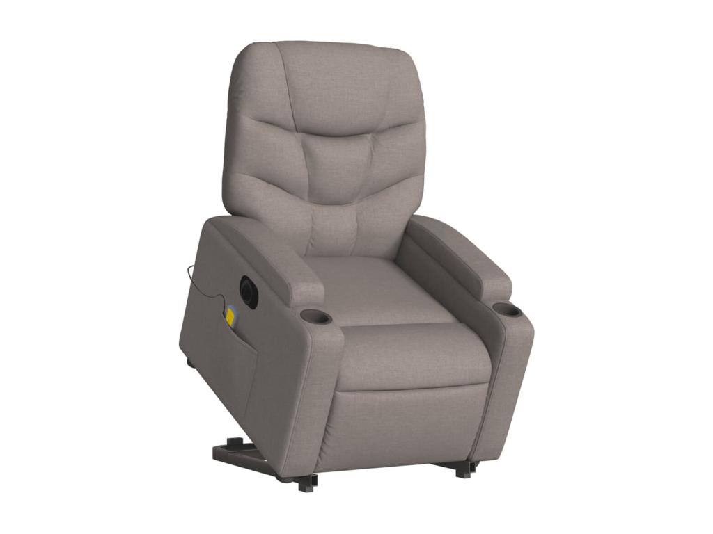 Sillón de masaje eléctrico reclinable elevable tela taupé