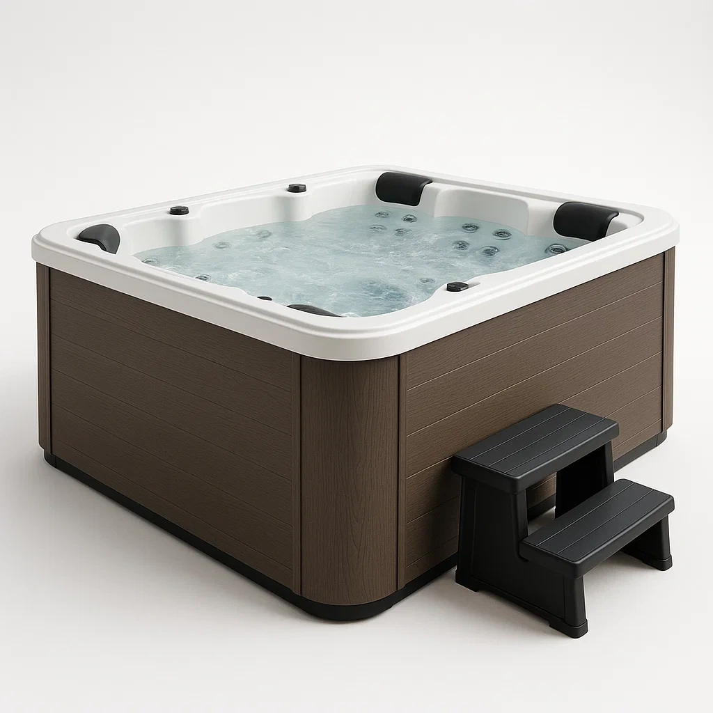 Spas rígidos 245x245x71 cm, 4 asientos, forma octagonal, color marrón/Blanco rURJDif405RX