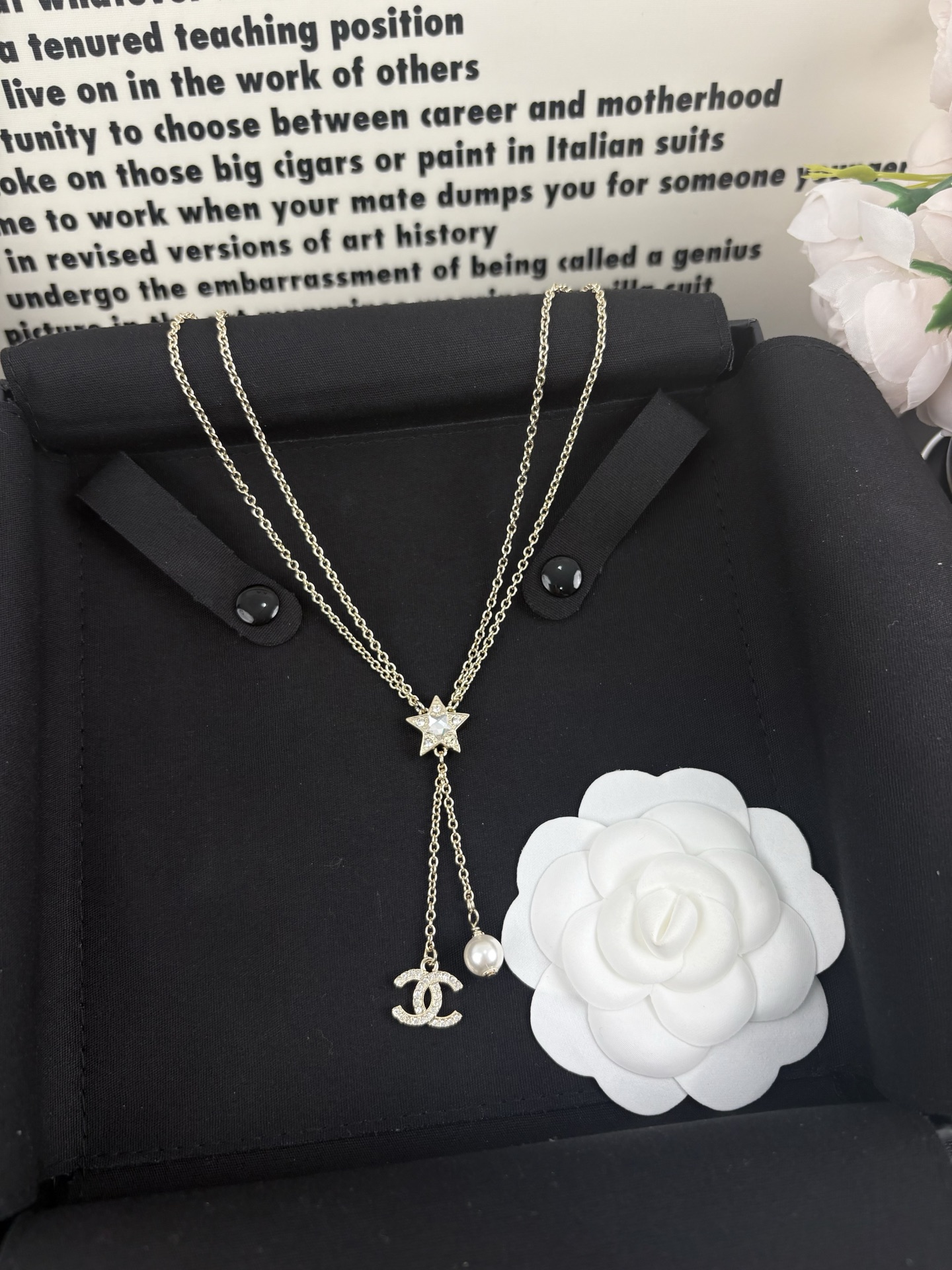 Two Layers Chanel Star with CC and Pearl Tassel Necklace - Original Replica Club