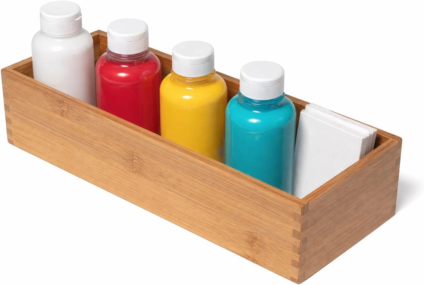 Lipper International Bamboo Utensil Holder Storage Box for Cooking Tools, Makeup, or Office Supplies, 5