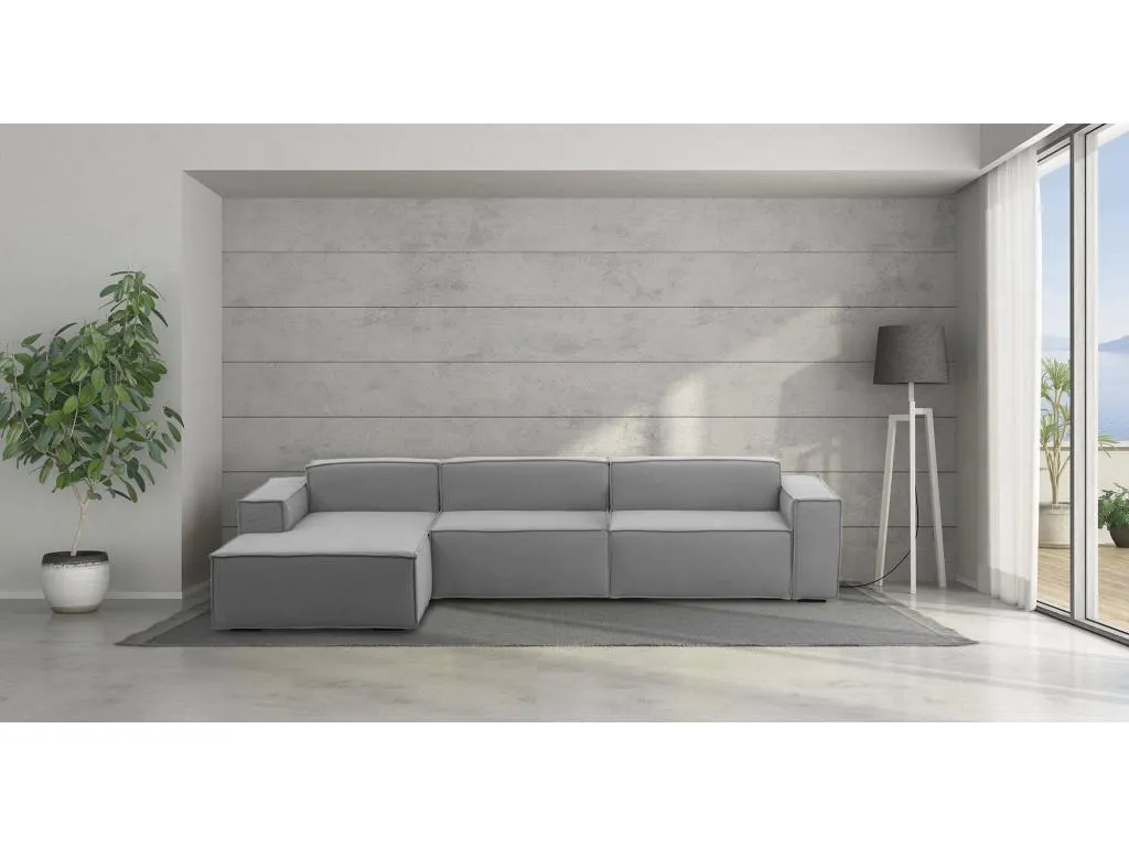 Sofá fijo Alkifurniturees Sofá modular 4 plazas península izquierda Made in Italy Sofá moderno en tela Cm 340x170h70 Gris 22755VVFO