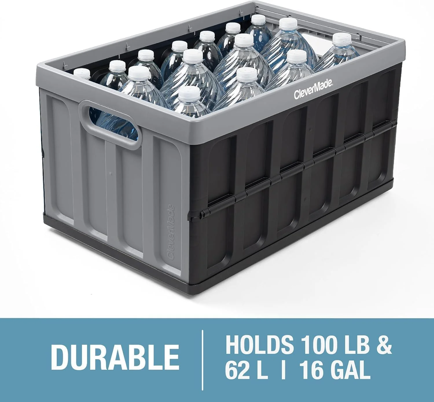 CleverMade 3 Pack Stackable Collapsible Storage Bin with Lids - 16 Gal Ocean - Image 14