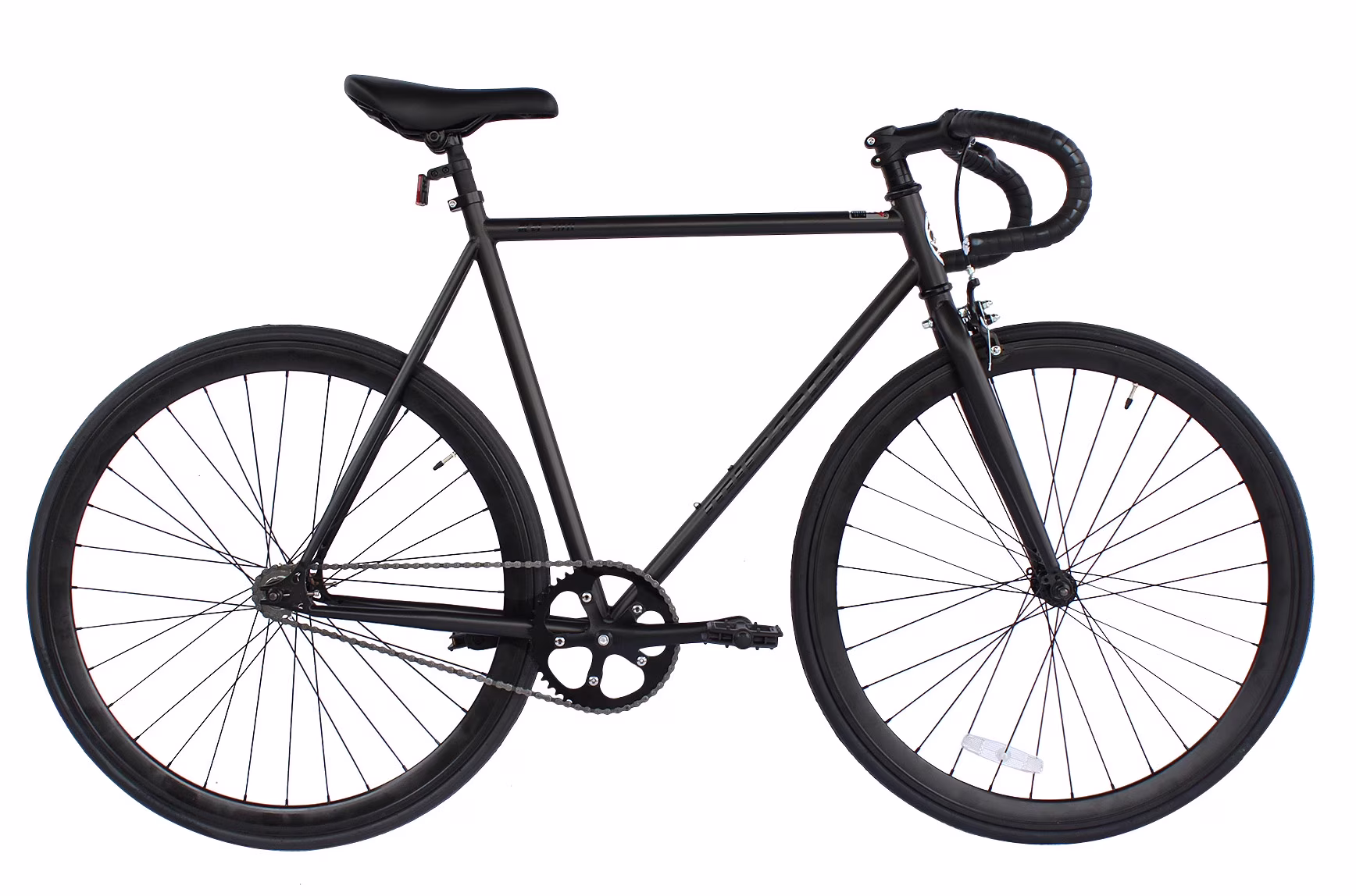 Wonder Wheels Fixed Bike 700C 57cm Hi - Ten Steel Frame Side Pull Brake Alloy Black Rims 700c*1.5*14g*32h*h30 Black Spokes, Tire: Black. - Matte Black Black(Matte Black)