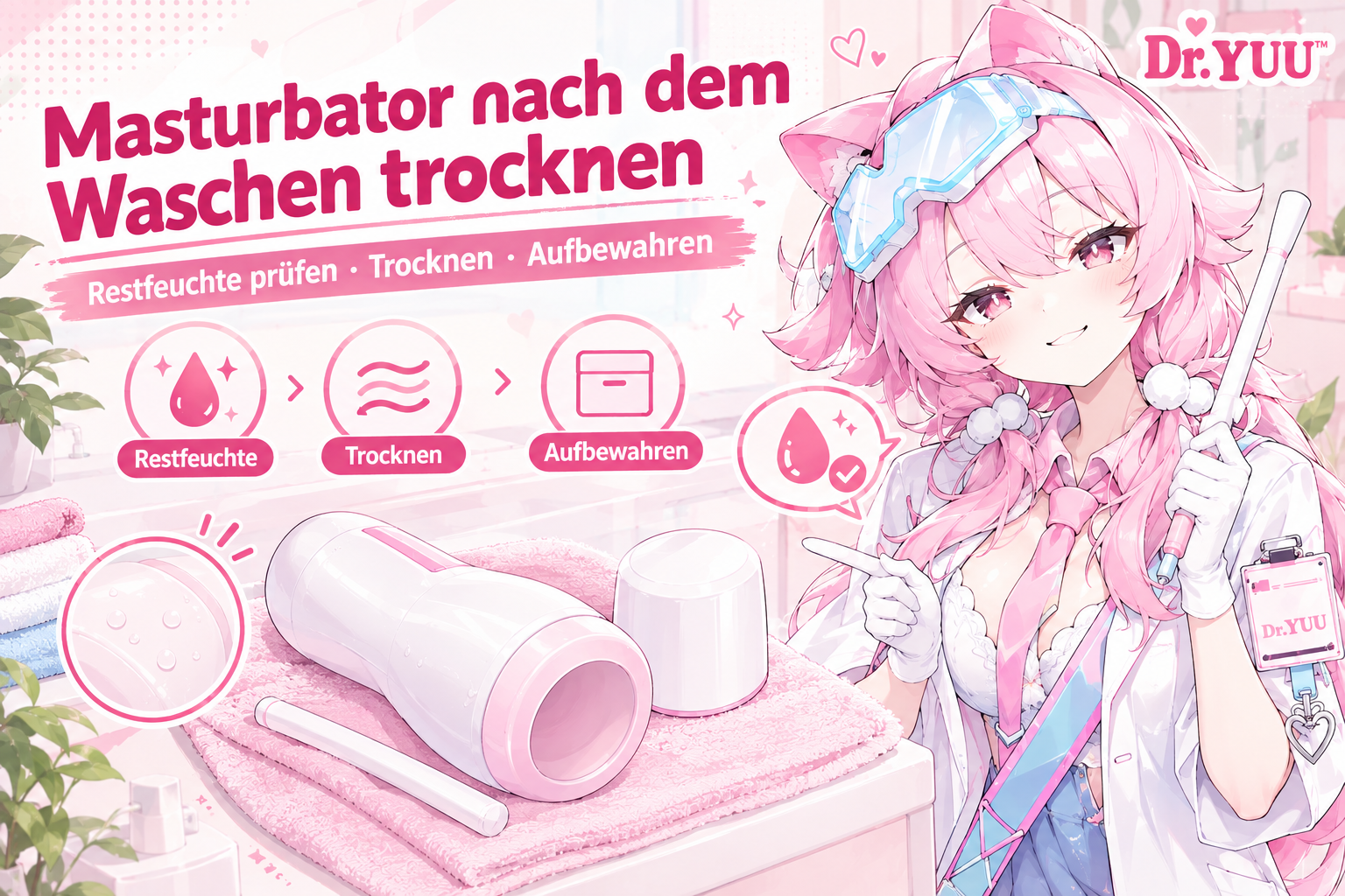 Masturbator nach dem Waschen auf Restfeuchte prüfen