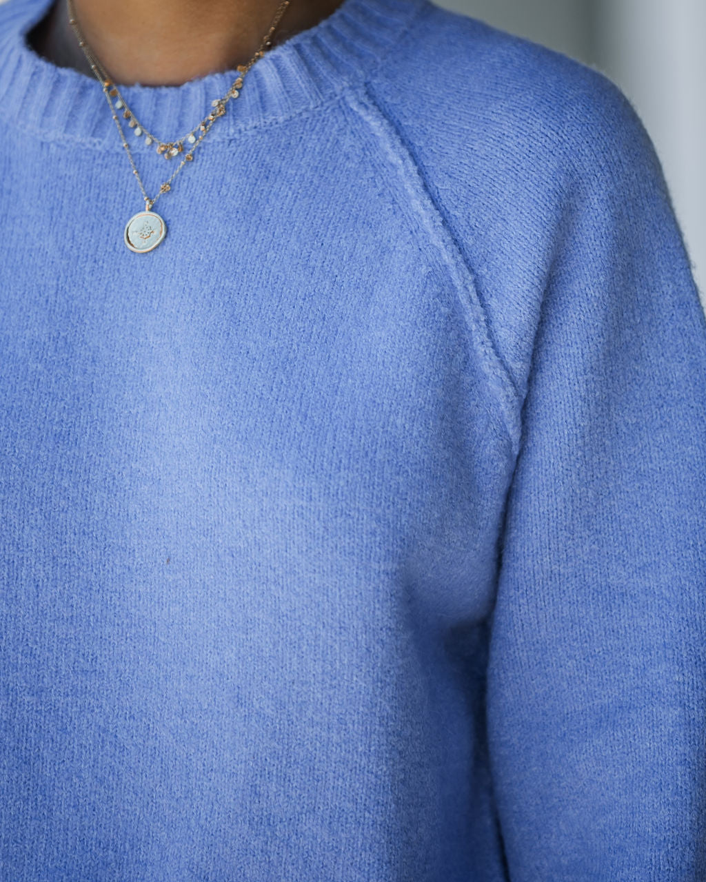 Something Cozy Knit Pullover Sweater - Pastel Indigo - Se7enfashion