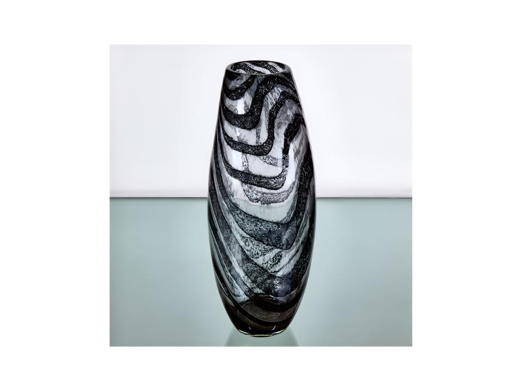Jarron 42cm cristal ondas gris pacific