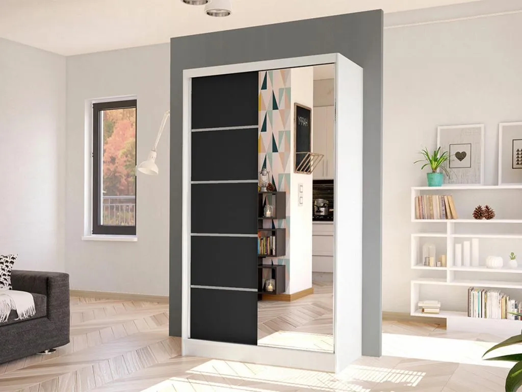 Armario Hogarve 167 Blanco | Negro 200x100x58cm Puertas de armario - Correderas 93300suub