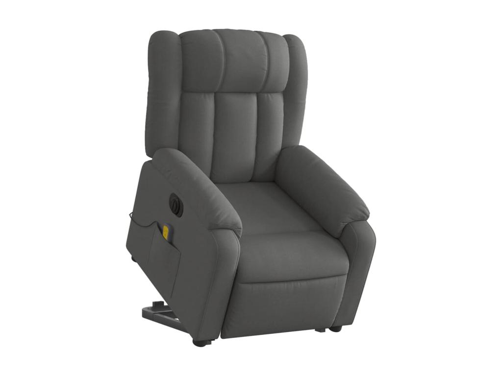 Sillón de masaje eléctrico reclinable elevable tela gris oscuro