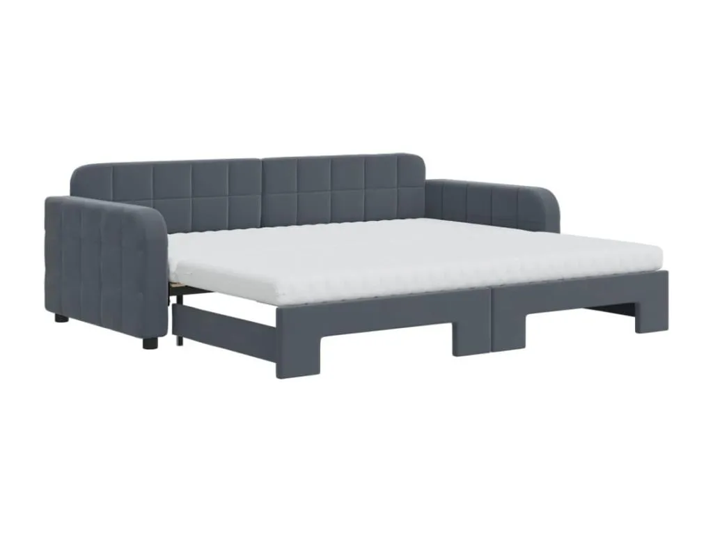 Sofá cama Decoesp con colchón terciopelo gris oscuro 90x200 cm 85415OCXQ