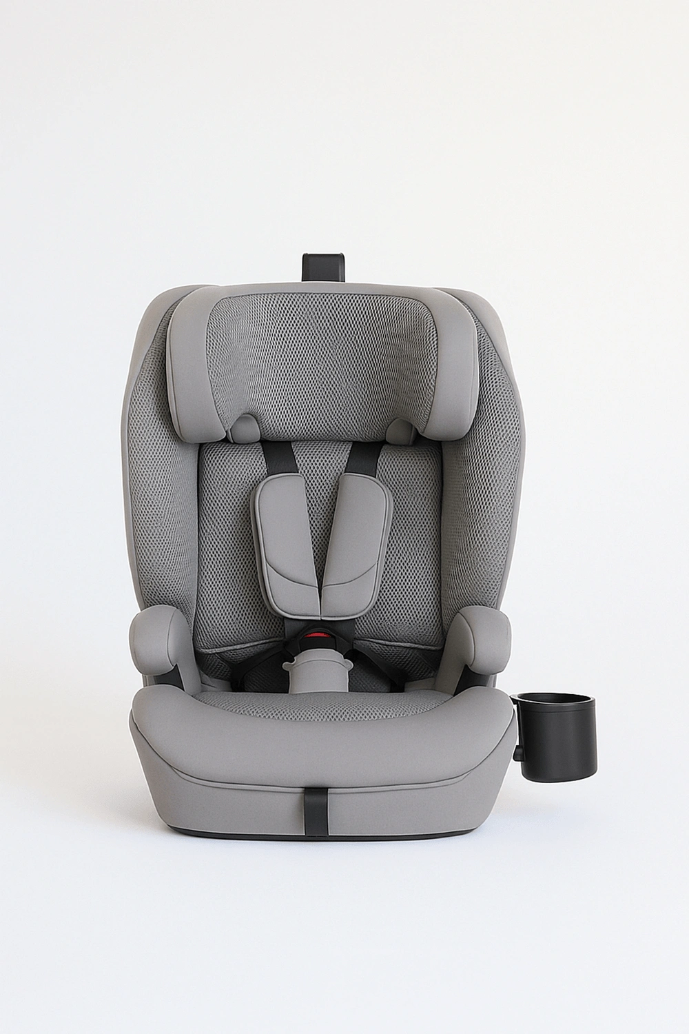 Silla de coche con respaldo ajustable en 4 posiciones y reposacabezas ajustable en 7 alturas, hasta 36 kg, con arnés de 5 puntos, protección lateral y portavasos, categoría Asientos de coche, color gris, apta para 3 a 12 años