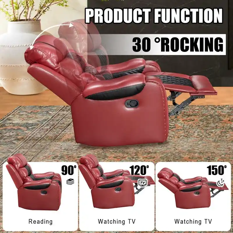 Spacious Faux Leather American-Style Recliner Chair for Living Room