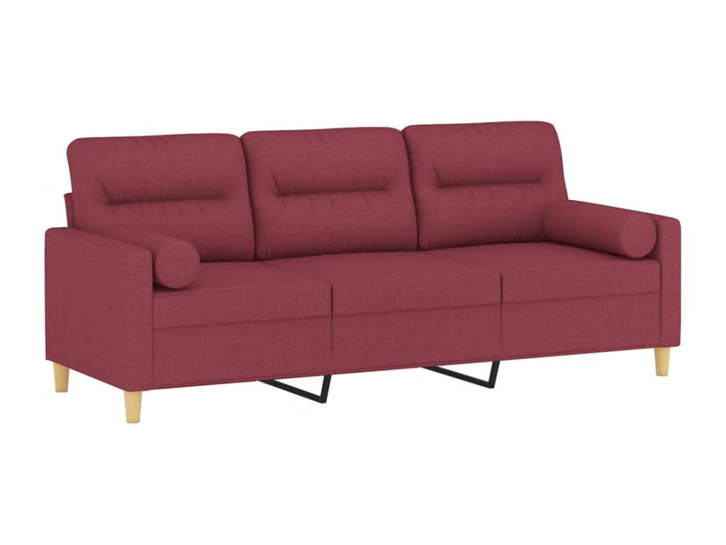 Sofá de 3 plazas con cojines tela rojo tinto 180 cm 34103AASY
