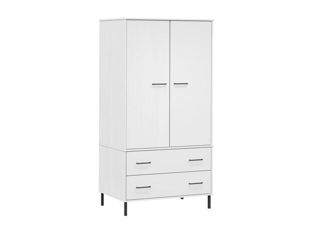 Armario patas de metal madera maciza blanco 90x55x172 - 5 cm