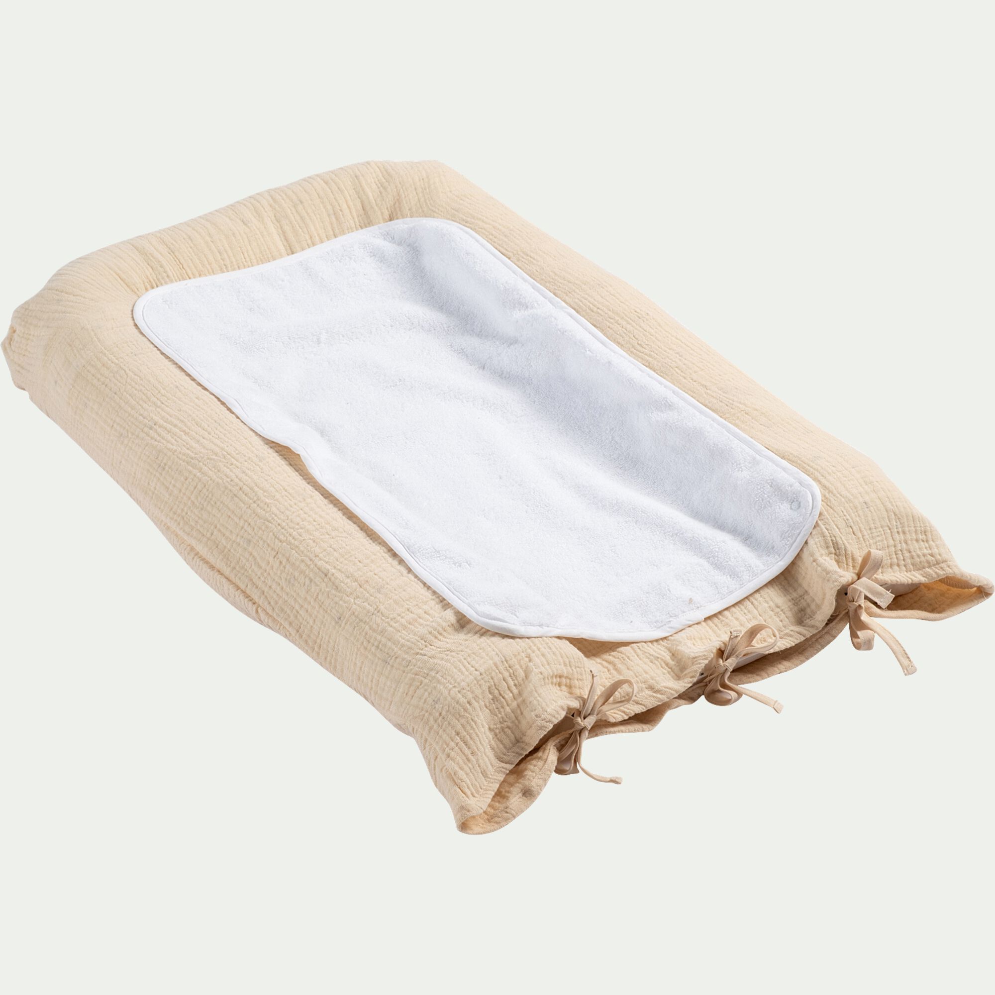 ENVOL - Housse de matelas à langer en gaze de coton bio 67x47cm - beige