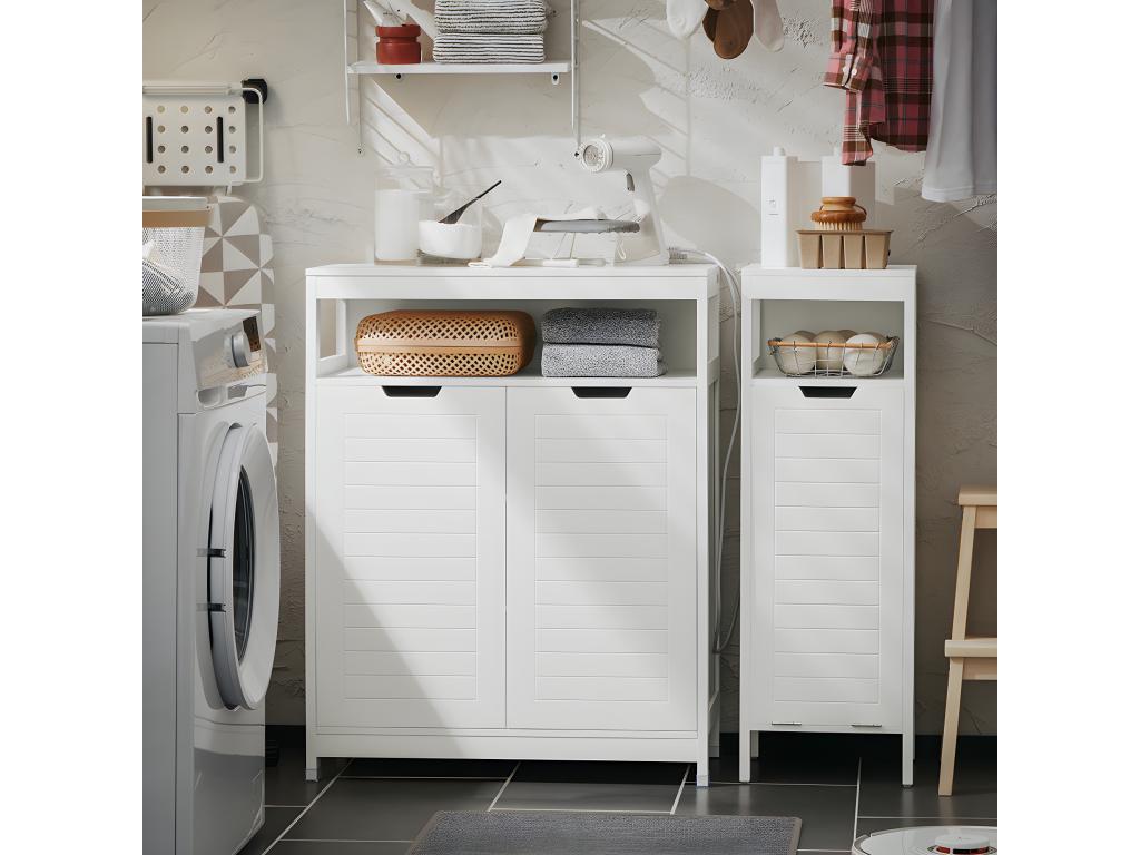 Armario de Baño Mueble Baño Auxiliar Organizador con 1 Comportamiento Abierto y 2 Puertas 70 x 35 x 90 cm Blanco BZR121-W Pratcas ES