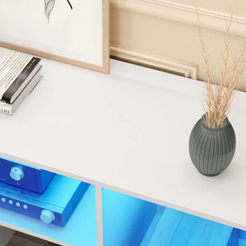 Modern Modular TV Stand with LED Lighting & Open Storage