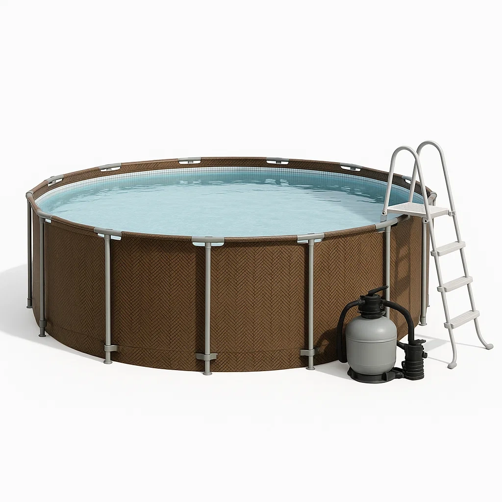 Piscina tubular redonda 358x98 cm color marrón con filtro y escalera BnsdJUr265Ck
