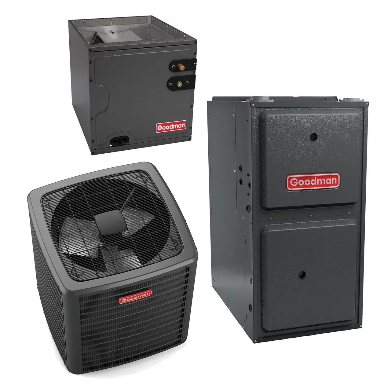 Goodman Classic Series 2.5 Ton 15 SEER2 80,000 Btu 96% AFUE Gas System, Variable Speed Motor, 17.5 inch Wide - GSXB403010 CAPTA3626B4 GMVC960803BN