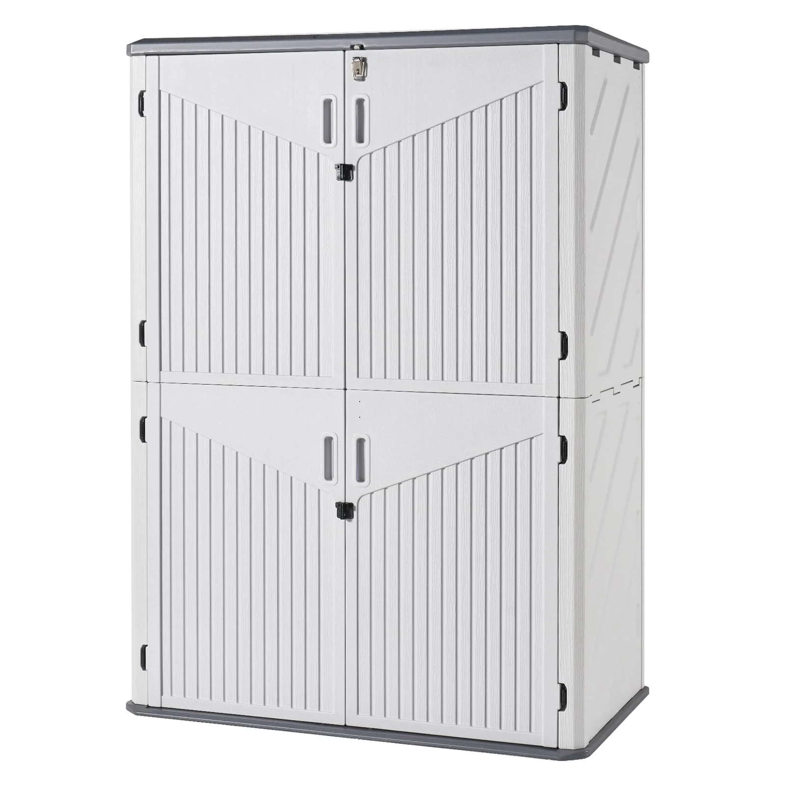 Aoxun Outdoor Storage Shed, 64 Cu.Ft Vertical Storage Sheds Outdoor with Floor, Outdoor Waterproof Storage Cabinet for Garage Storage, Pool Storage, Bike Shed, Garden Shed, Outdoor Storage(White) - Image 9