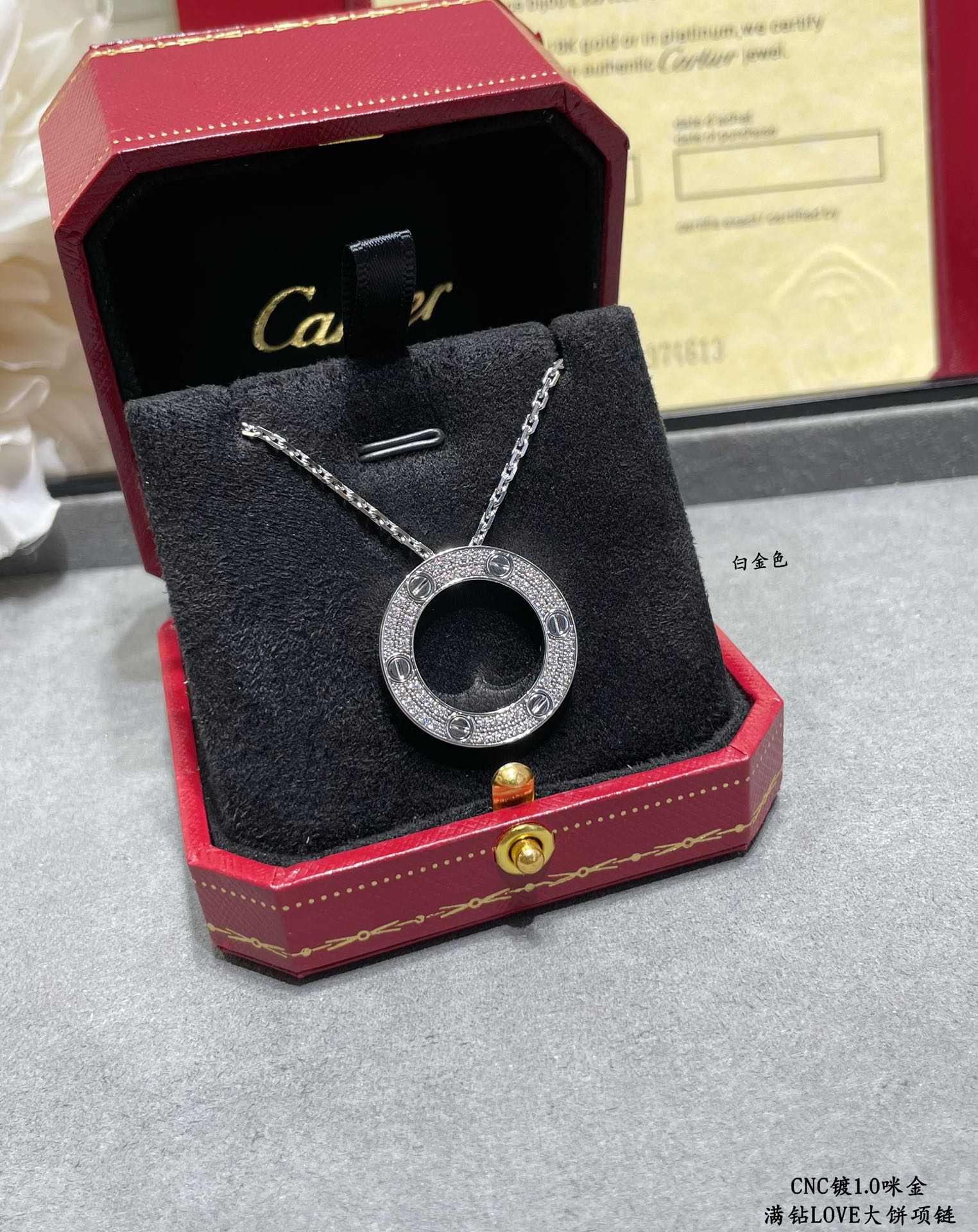 Cartier Diamond Paved LEVE LOVE Pendant Necklace - Original Replica Club