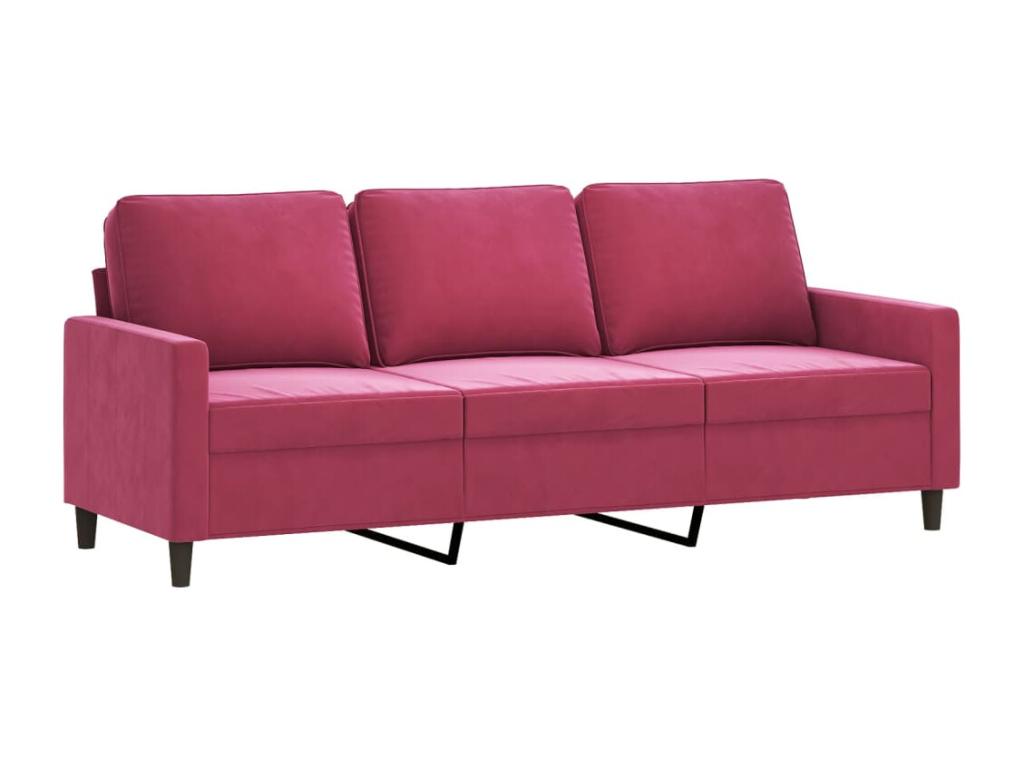 Sofá de 3 plazas de terciopelo rojo tinto 180 cm