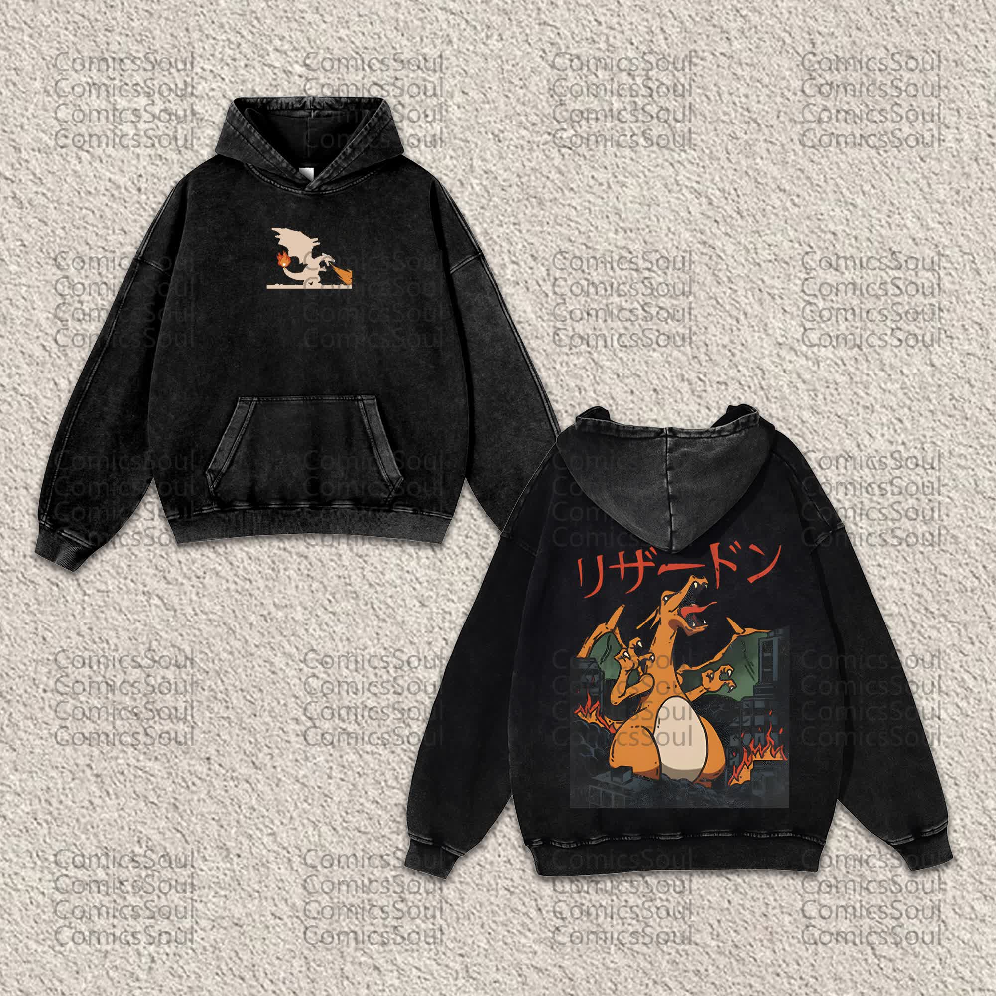 Unisex “ Comicssoul” Anime Graphic Streetwear Vintage Washed Hoodie