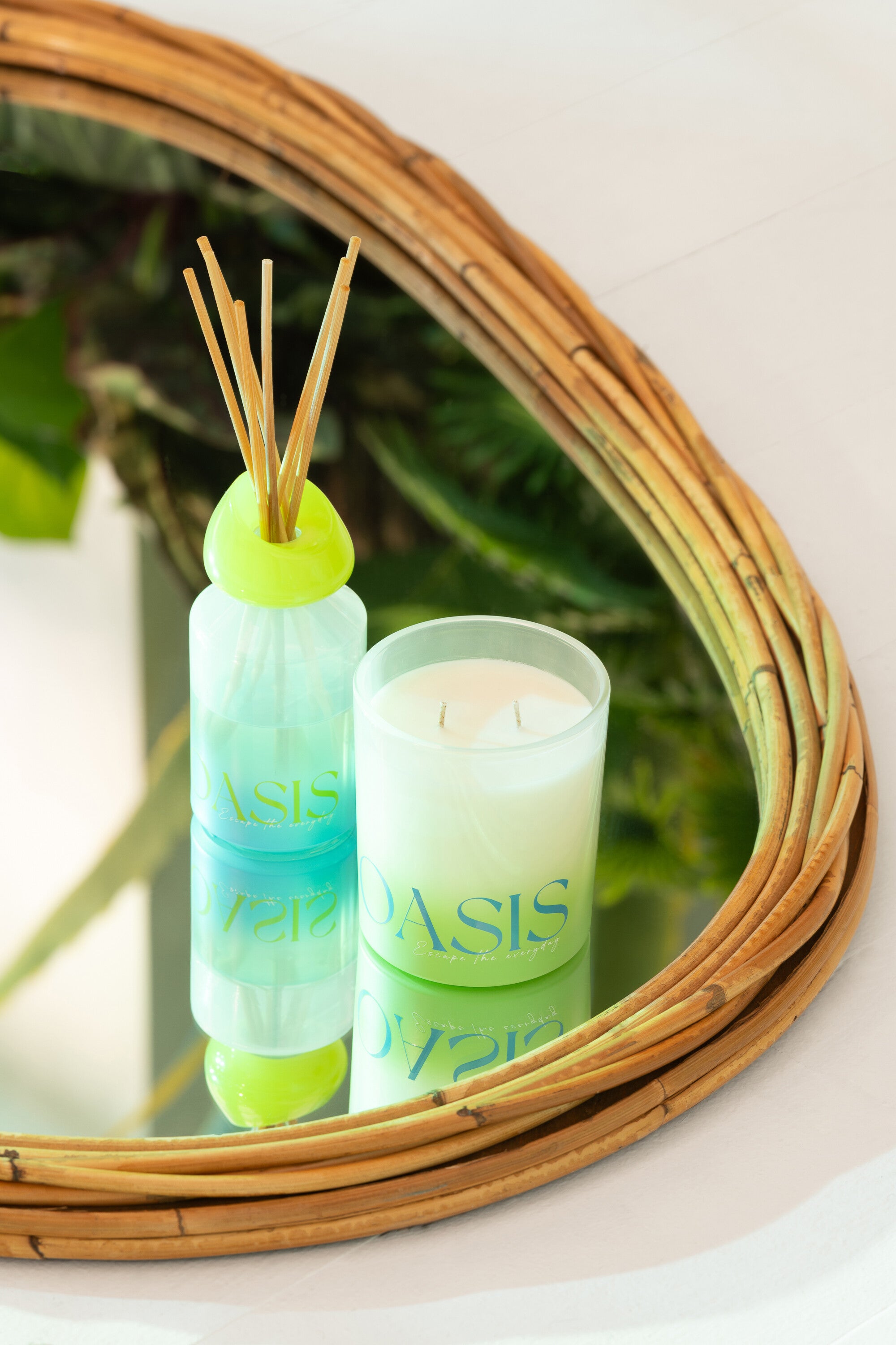 J-Line spiegel Ovalo - jute glas - naturel - 61.5 x 95 cm