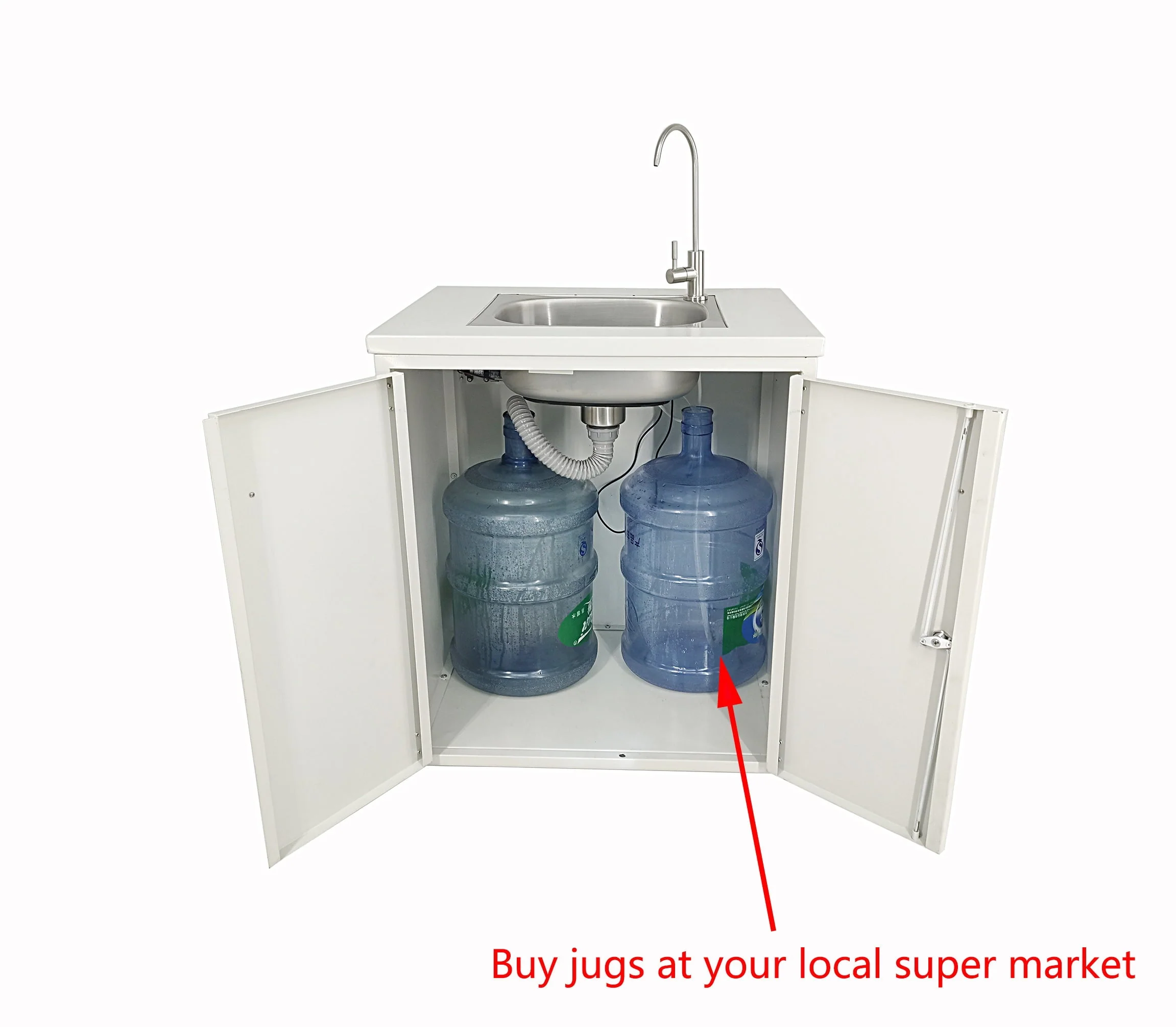 Cabinet Portable Sink Self Contained Hand Wash Station Mobile Sink Water Fountain Water Supply 110V/12V Powered Built-in Pump Water Jugs NOT included 24 X 18 X 30" CABINET SIZE 10094 - Image 2