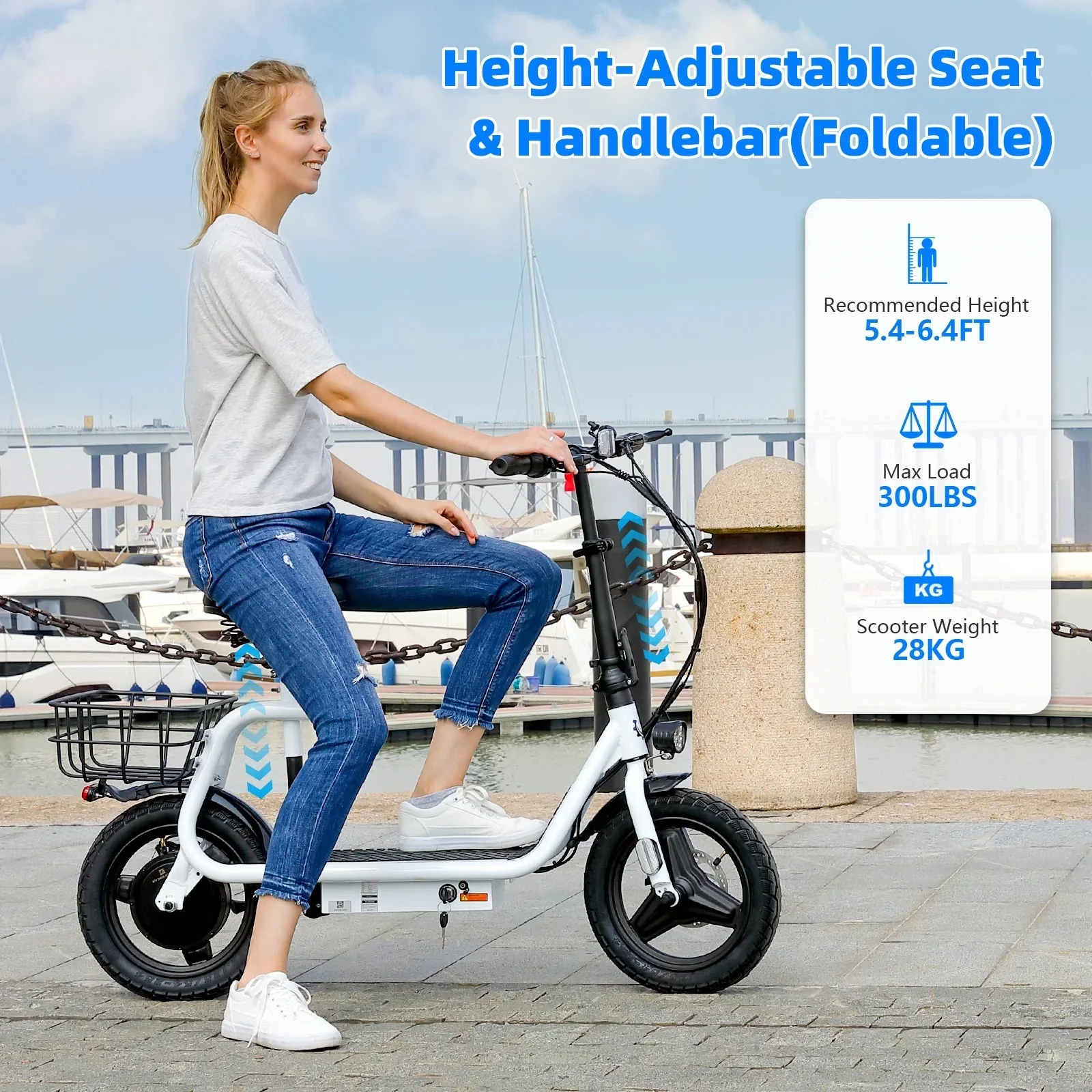 SANOPY Electric Scooter With Seat for Adults, 350W, 15 Miles, 20 Mph, 36V 5.2Ah, 14 inch Tire - Black - Image 13 SANOPY Electric Scooter With Seat for Adults, 350W, 15 Miles, 20 Mph, 36V 5.2Ah, 14 inch Tire - Black - Image 13