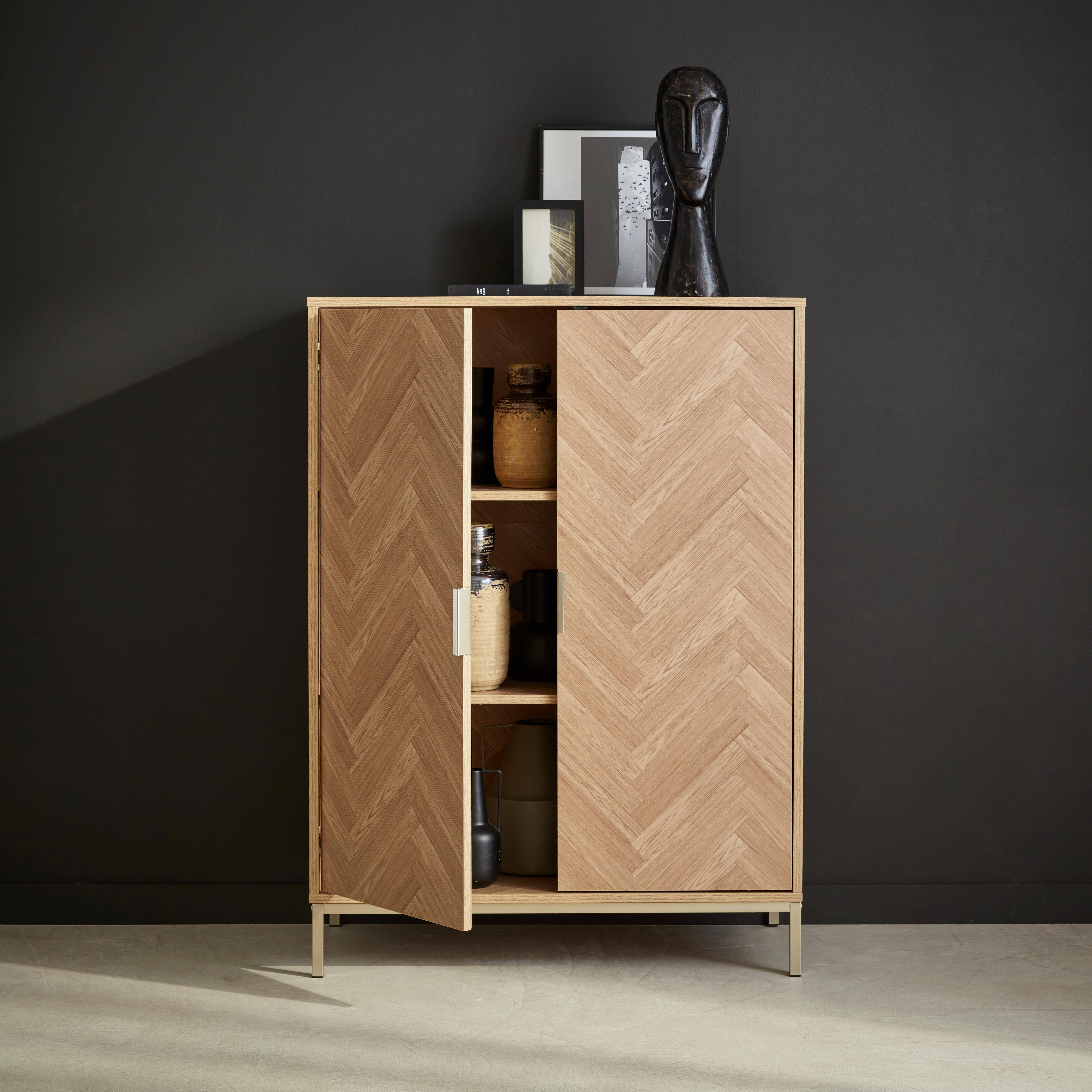 Budapest - Cómoda con efecto madera y espiga de 2 puertas, 80cm