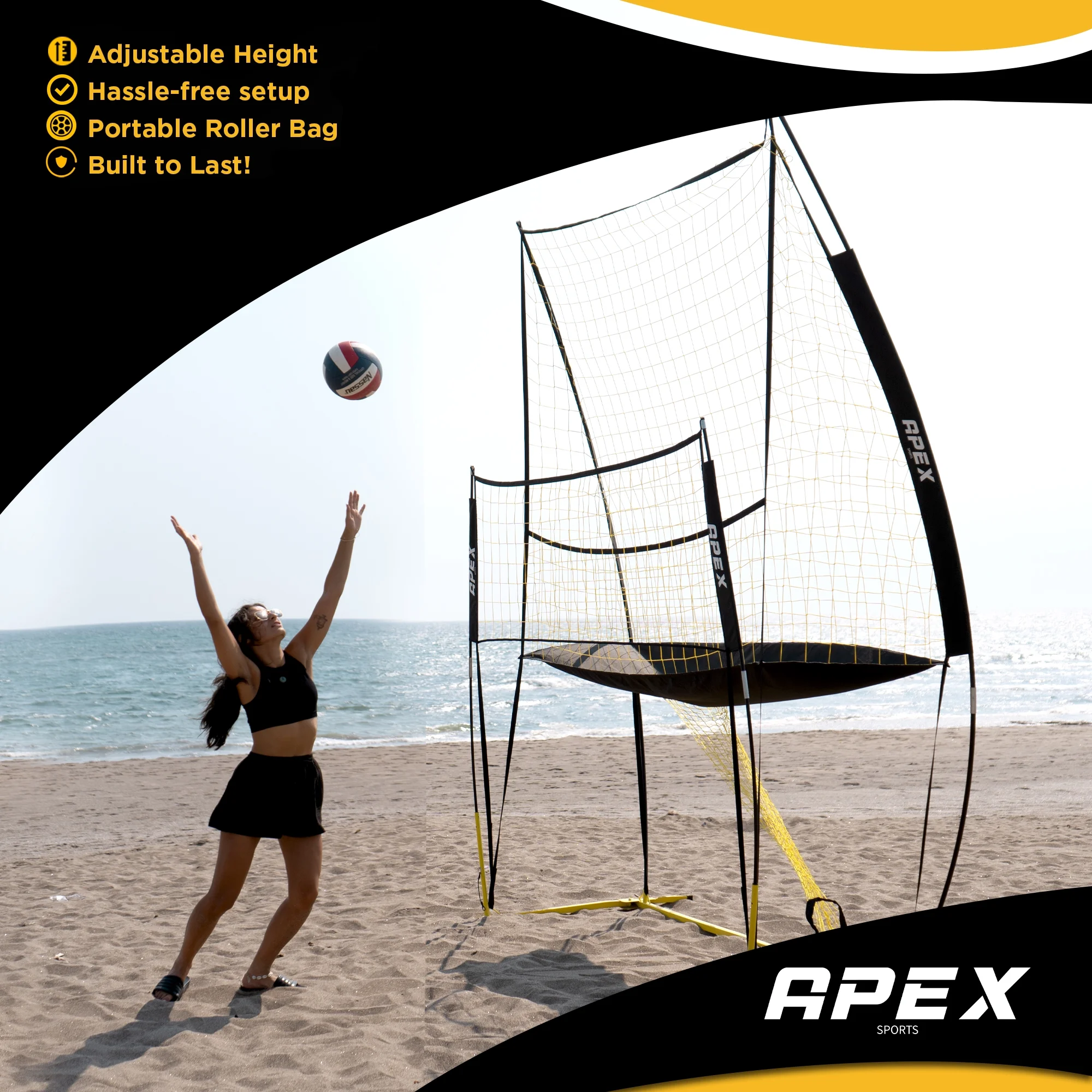 Volleyball Training Net Equipment System - Sturdy, Adjustable, and Portable | Improve Accuracy, Technique, and Skills | Ideal for Indoor/Outdoor Use | Easy Assembly & Storage | - Image 2