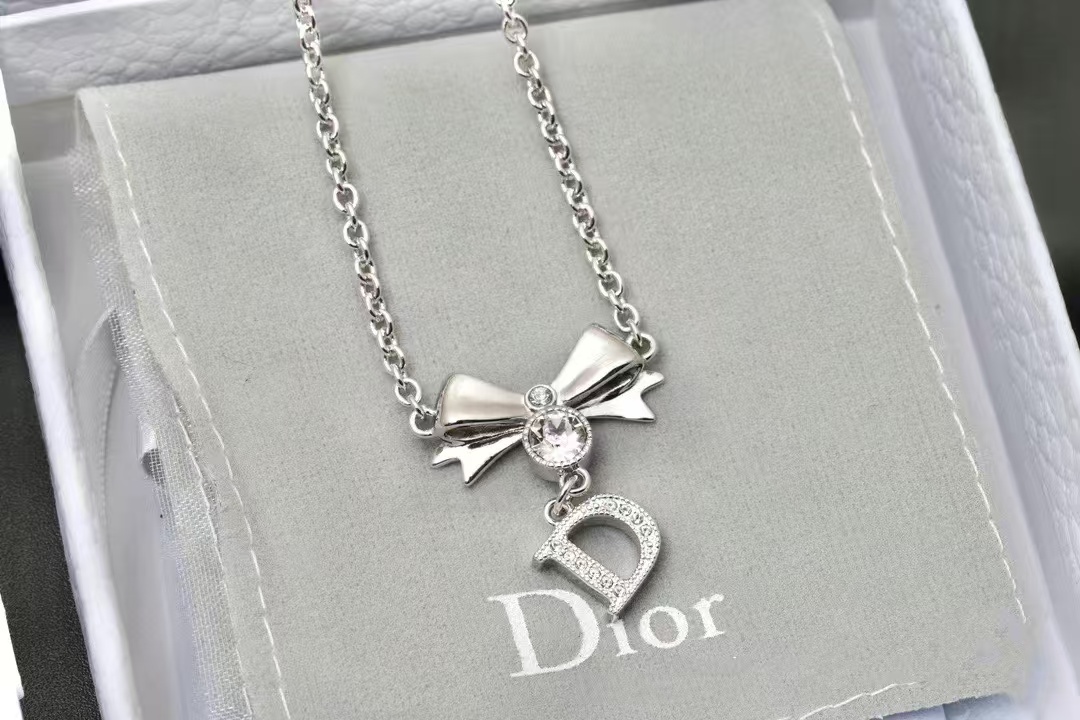 Dior Bow Letter D Pendant Necklace - Original Replica Club