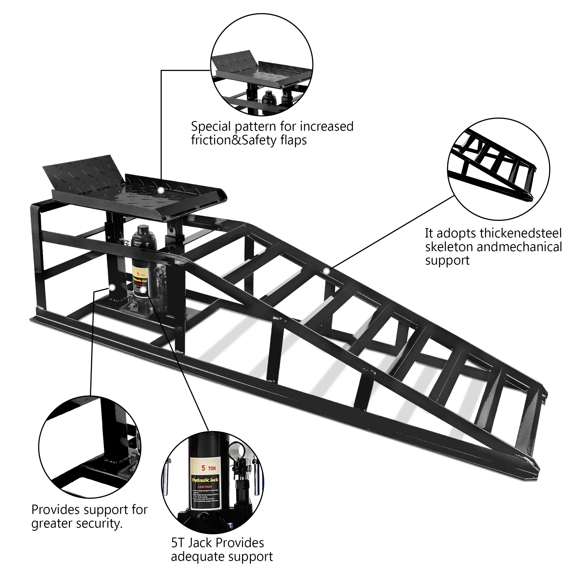 Lafati 2-Pack Hydraulic Car Ramps: Heavy-Duty Vehicle Ramps with 5T / 10000lbs Jack Load Capacity, Portable Design for Effortless Oil Changes and Car Lifts - Image 39