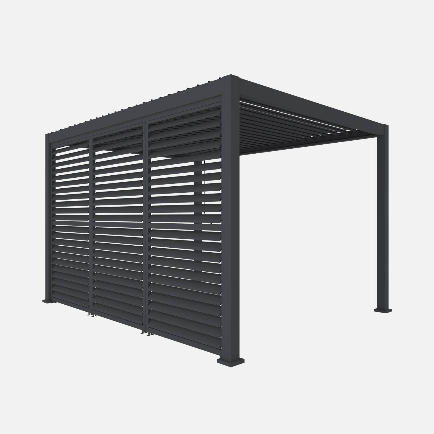 Triomphe 3x4m + accesorios - Pérgola bioclimática de aluminio 3x4m + 3 persianas de 1.3m