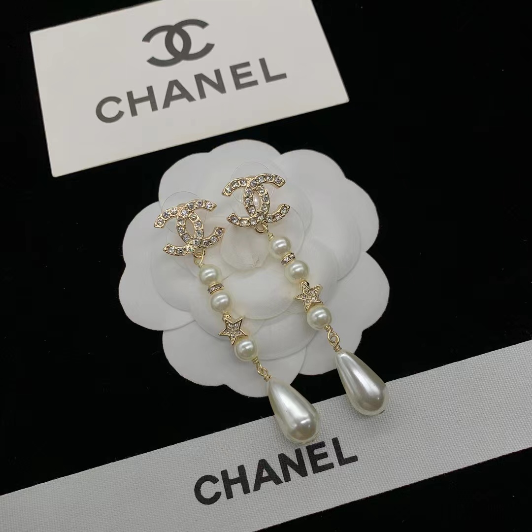 Chanel Teardrop Pearl Tassel Earrings - Original Replica Club