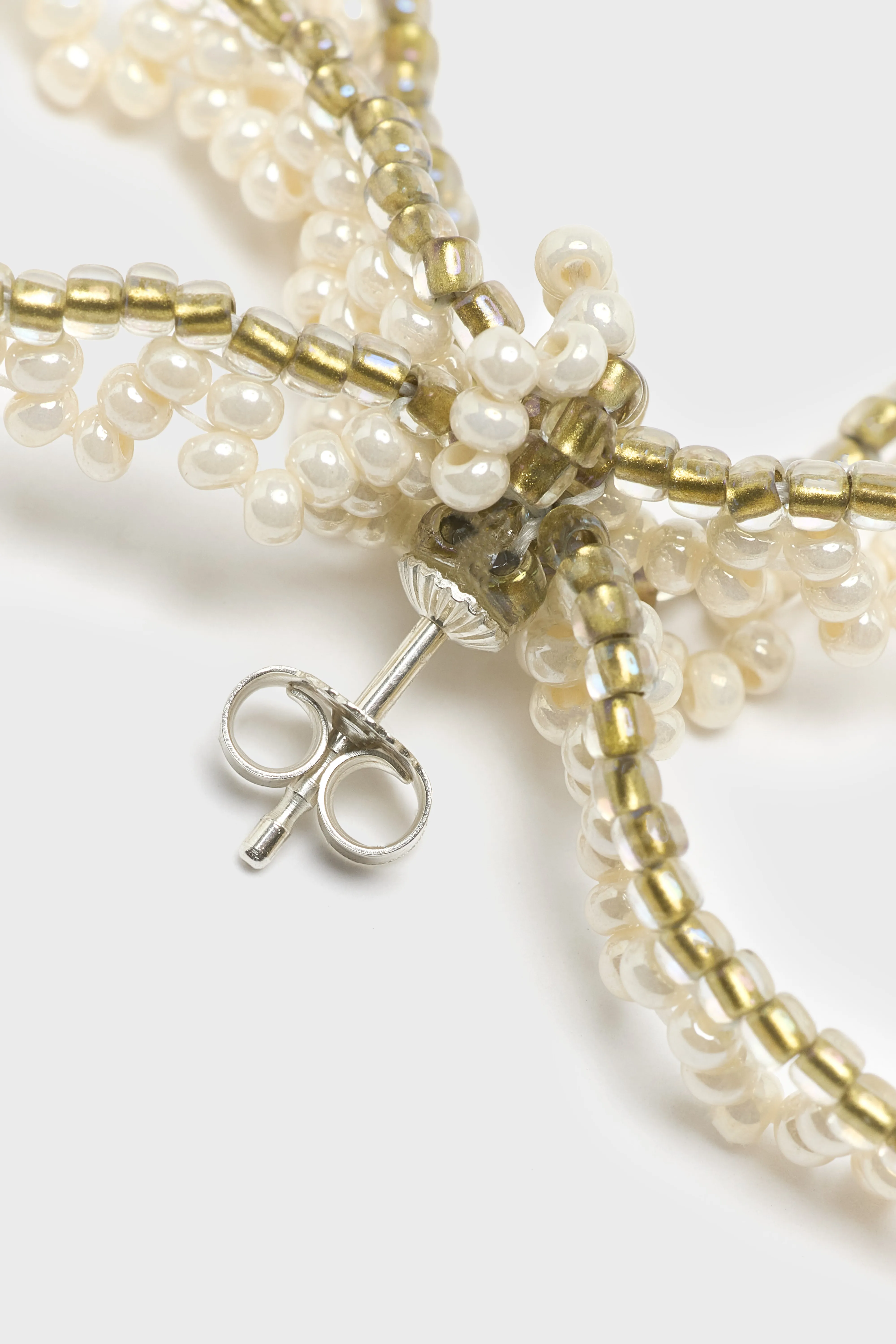 Bellerose Lace Bow Ear Stick Earrings  (261 / W / WHITE)