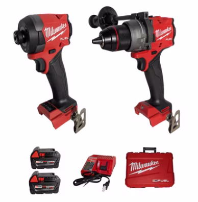 Milwaukee 3697 - 22 M18 FUEL 18V Brushless Cordless 2 - Tool Combo Kit - Hammer Drill Impact Driver with (2) 5.0ah Batteries, Charger Case