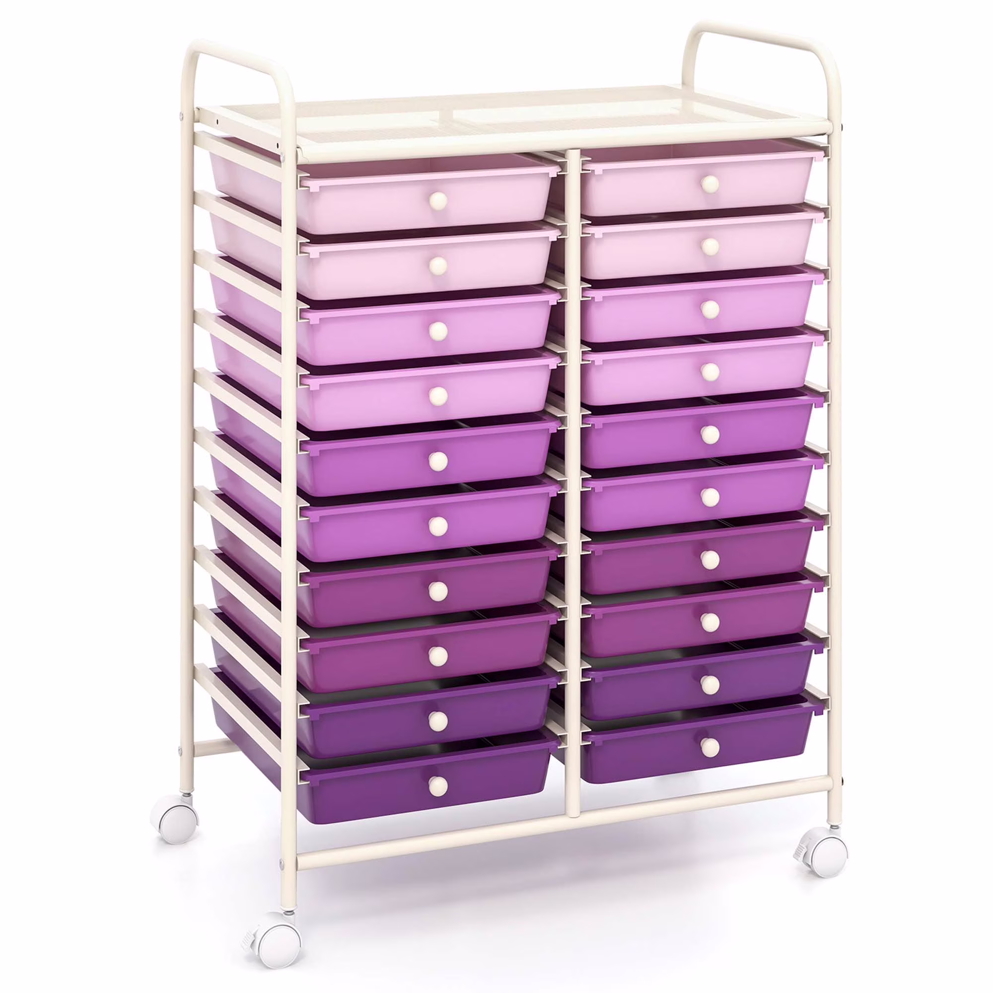Costway 20 Drawer Rolling Storage Cart Tools Scrapbook Paper Office School Organizer Yellow - Image 13