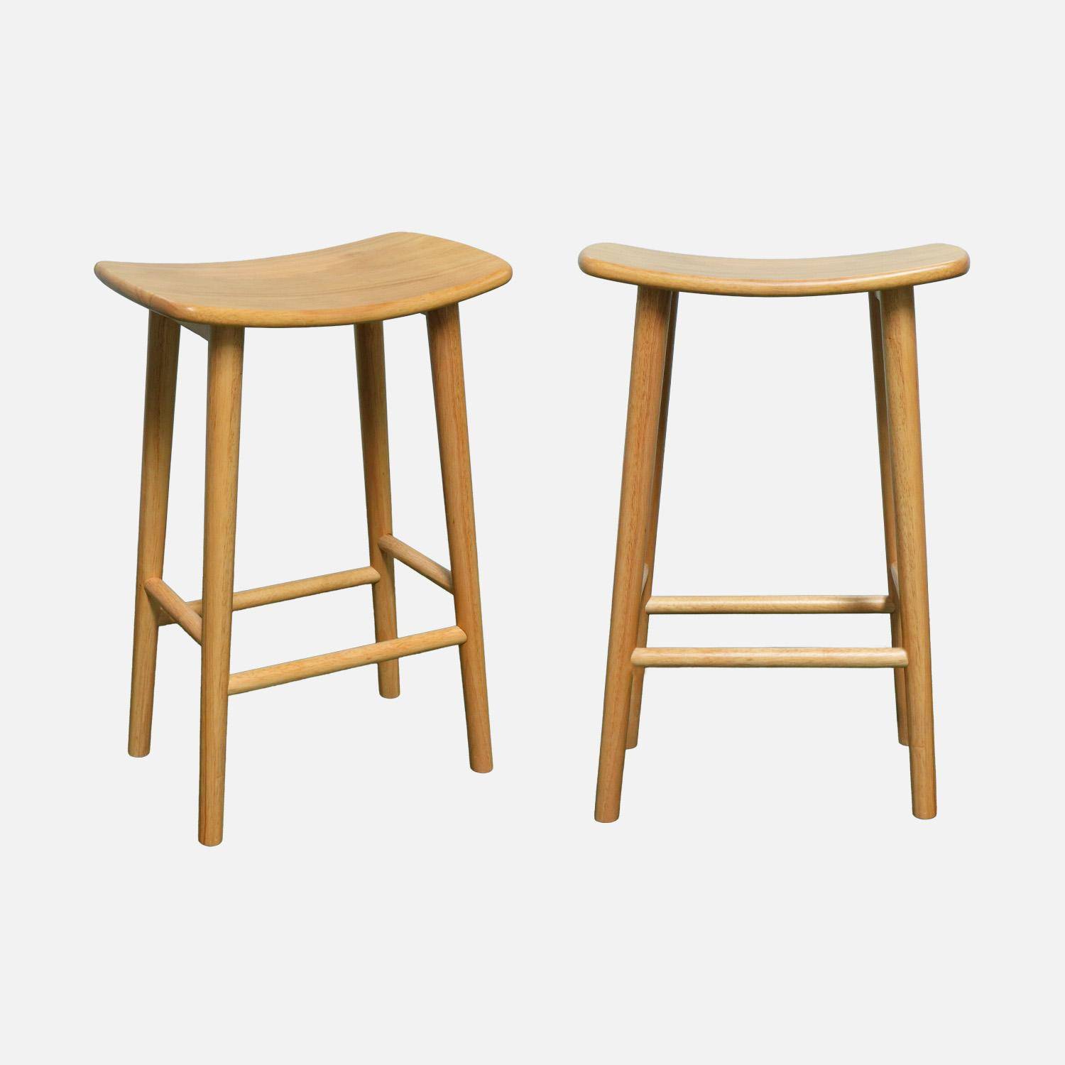 Louna - Taburete de bar vintage de madera de caucho, set de 2