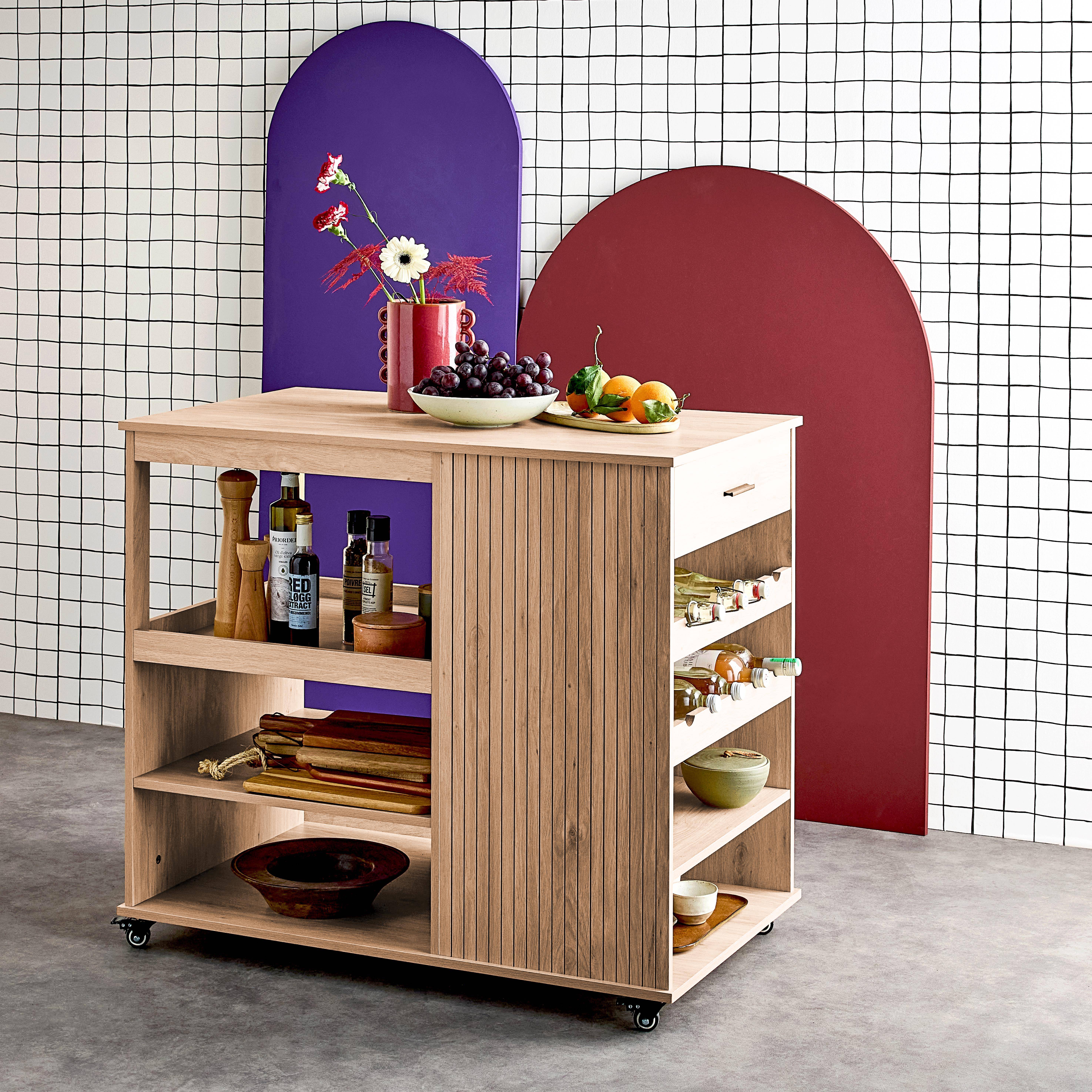 Batz - Carro de cocina con soporte para botellas, 5 estantes