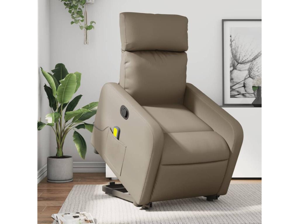 Sillón reclinable masaje pie cuero artificial color capuchino