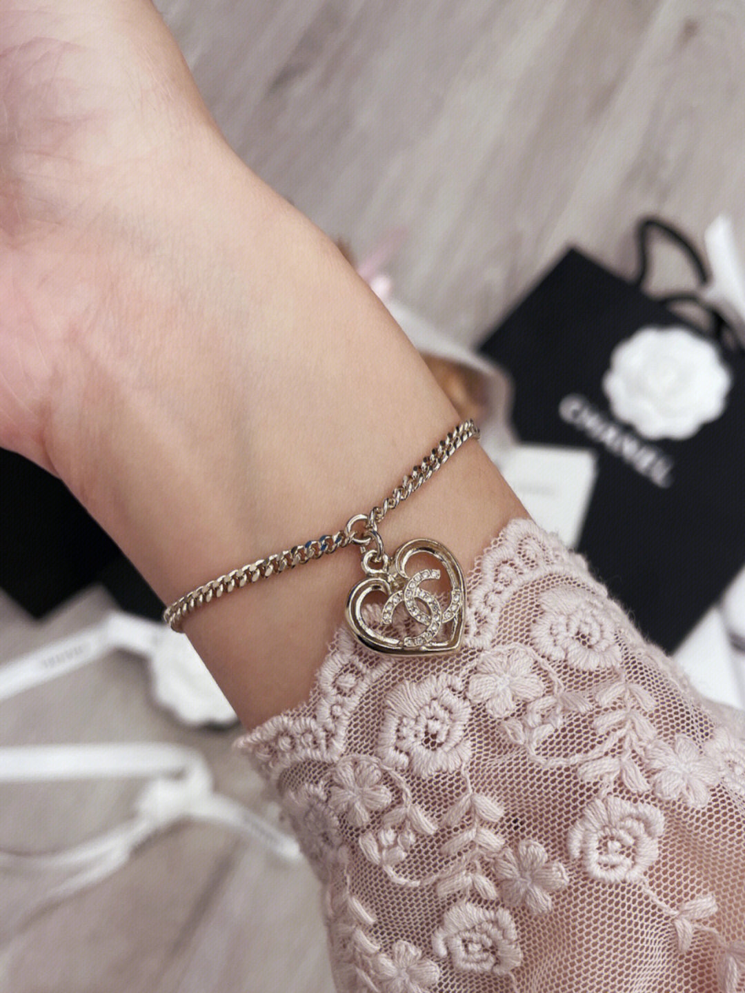 Chanel Hollow Heart Charm O Chain Bracelet - Original Replica Club
