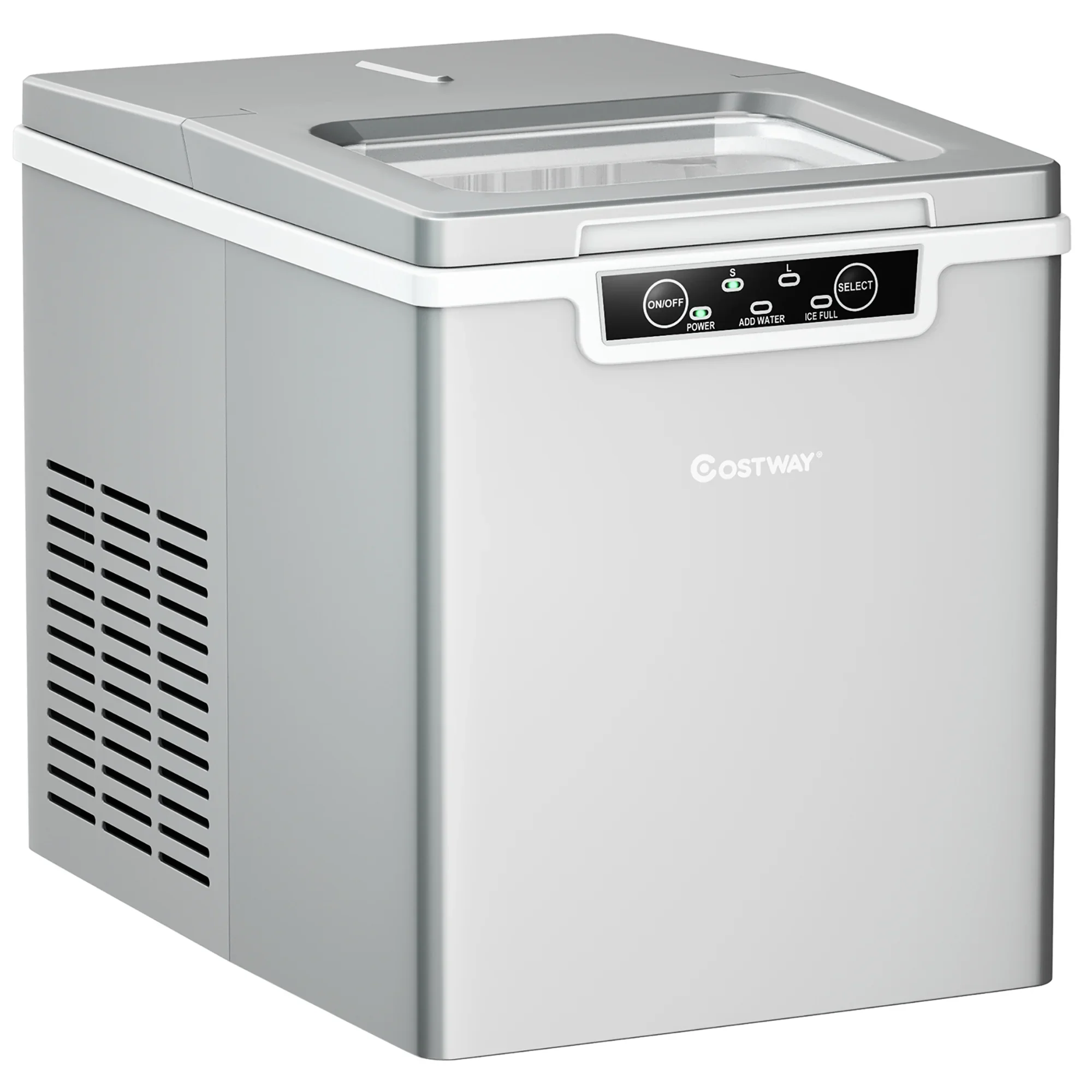 Costway Ice Maker Machine Countertop 26Lbs/24H Portable W/Scoop & Basket Silver
