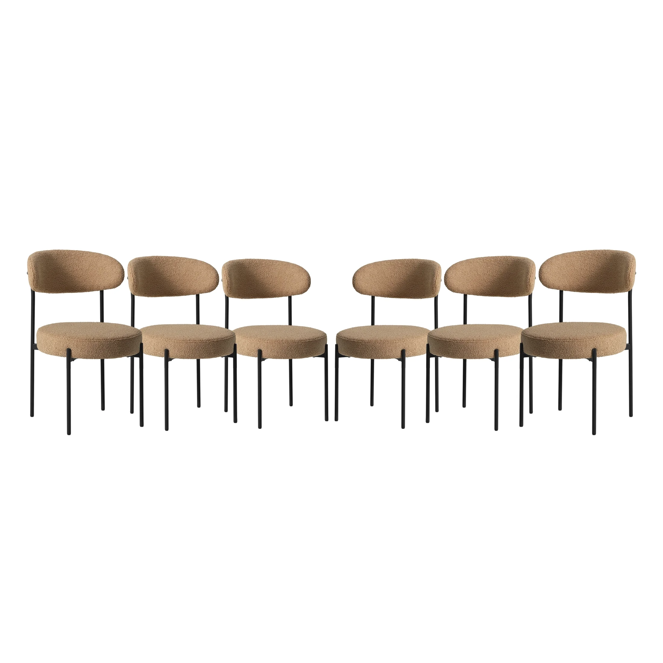 WestinTrends Alexandria Mid-Century Modern Upholstered Sherpa Round Dining Chairs (Set of 4), Sunset Gold - Image 28