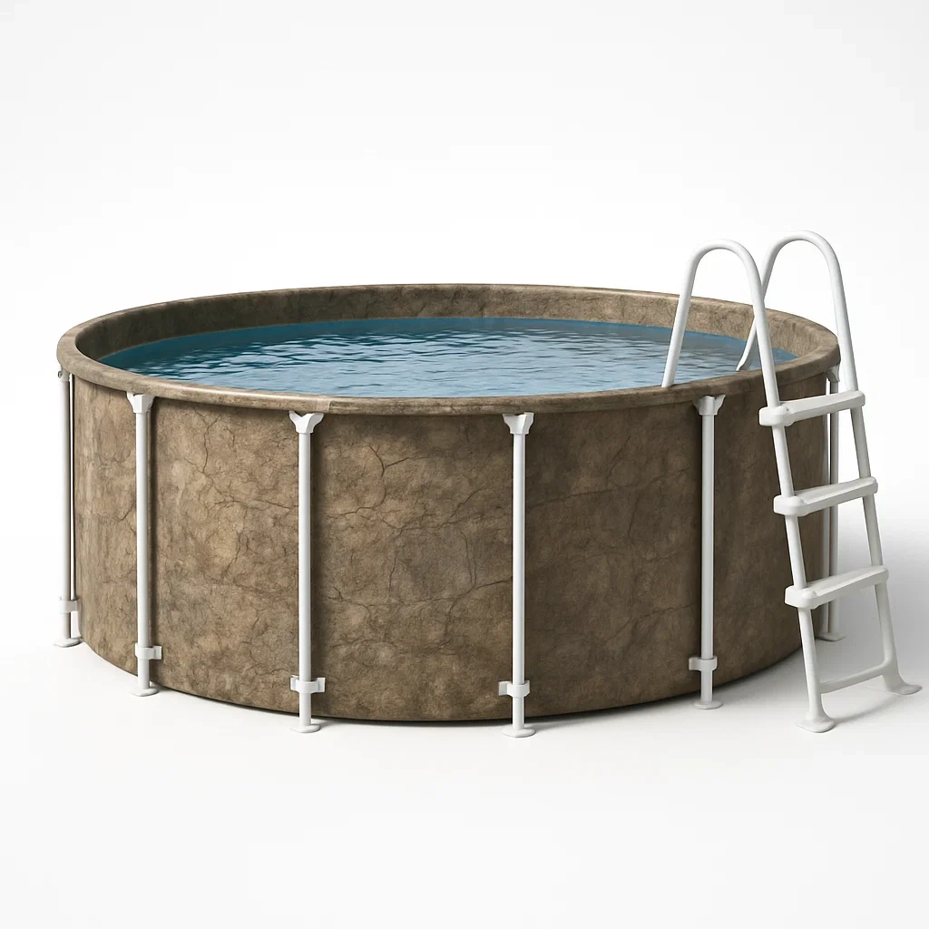 Piscina tubular redonda desmontable 298x96 cm Marrón/Blanco con filtro y escalera TbKMbtG234kP