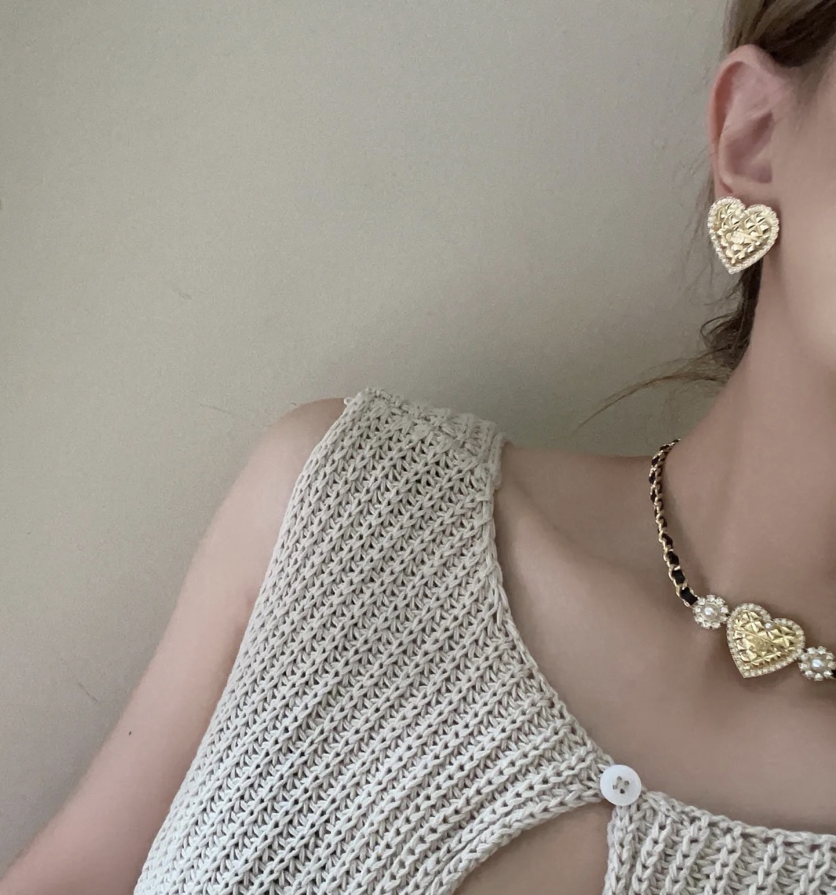 Chanel Leather Chain Love Heart Choker Necklace - Original Replica Club