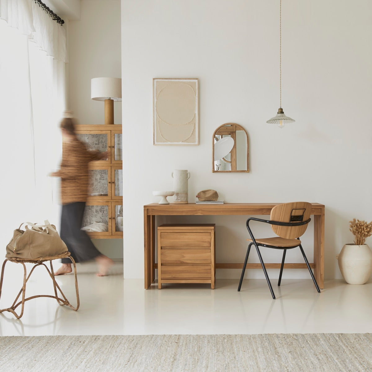Tikamoon - Eden - Bureau van massief teak met opbergkastje