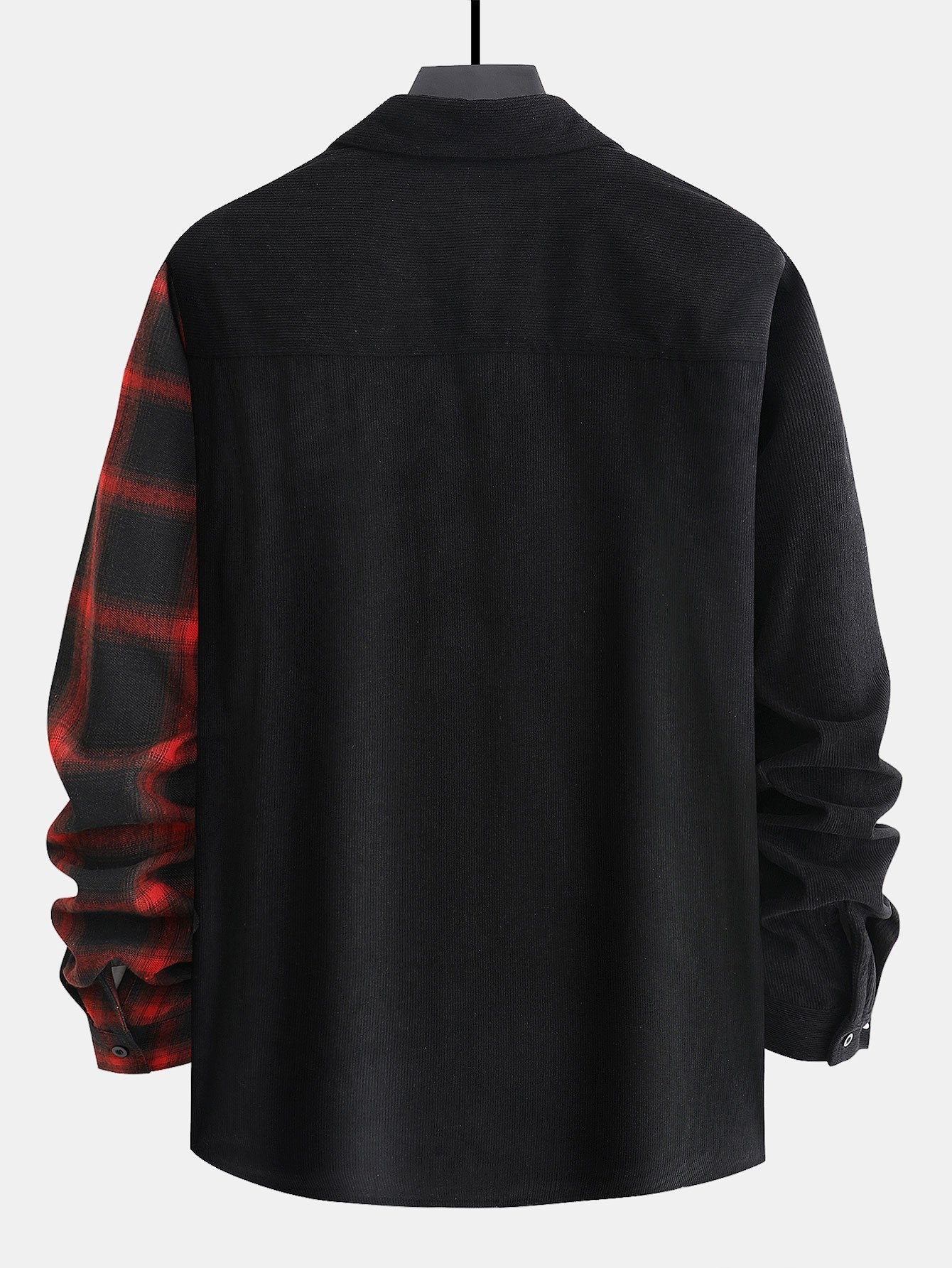 Long Sleeve Corduroy Plaid Panel Shirt