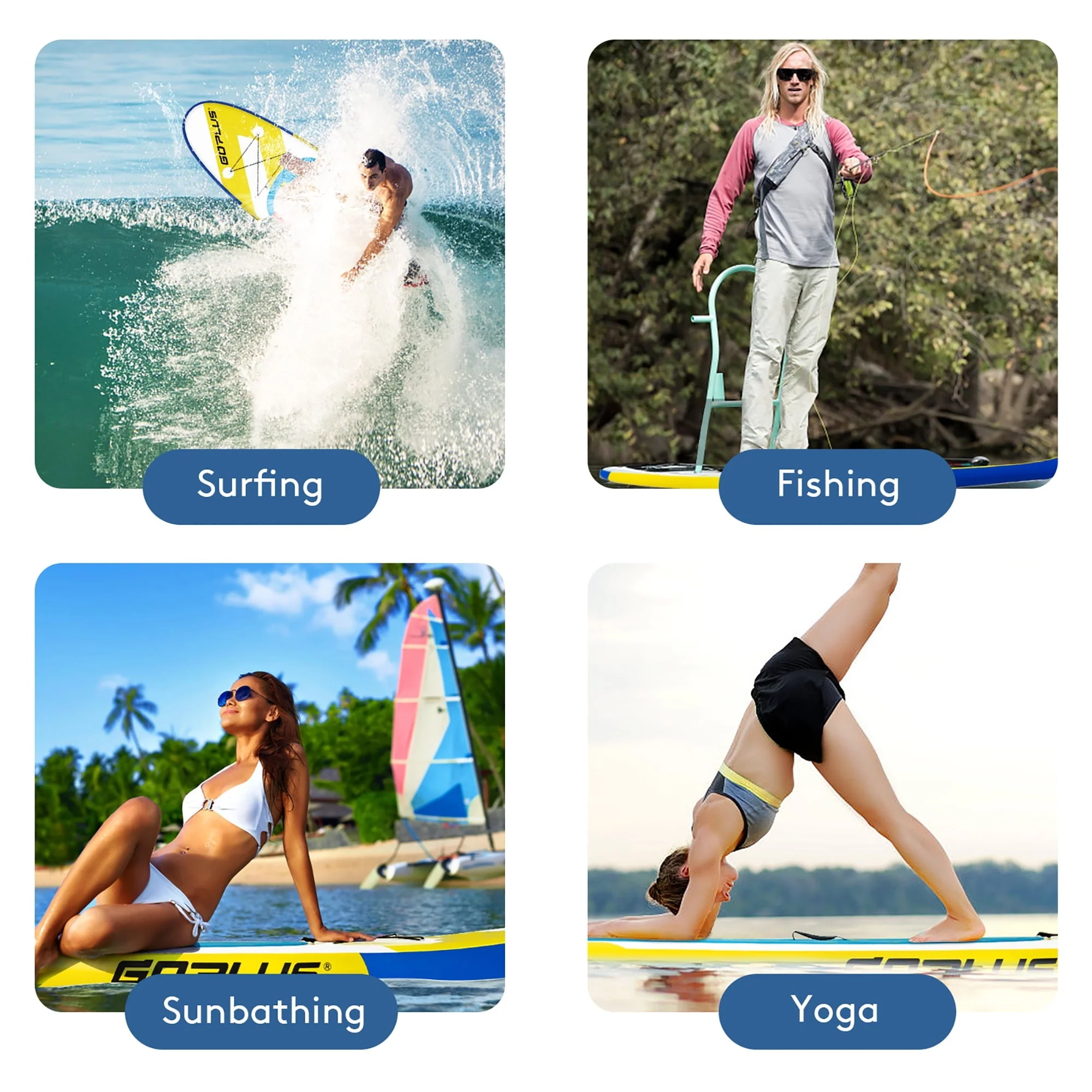 Goplus 11ft Inflatable Stand Up Paddle Board 6'' Thick W/Leash Backpack Aluminum Paddle Yellow - Image 9