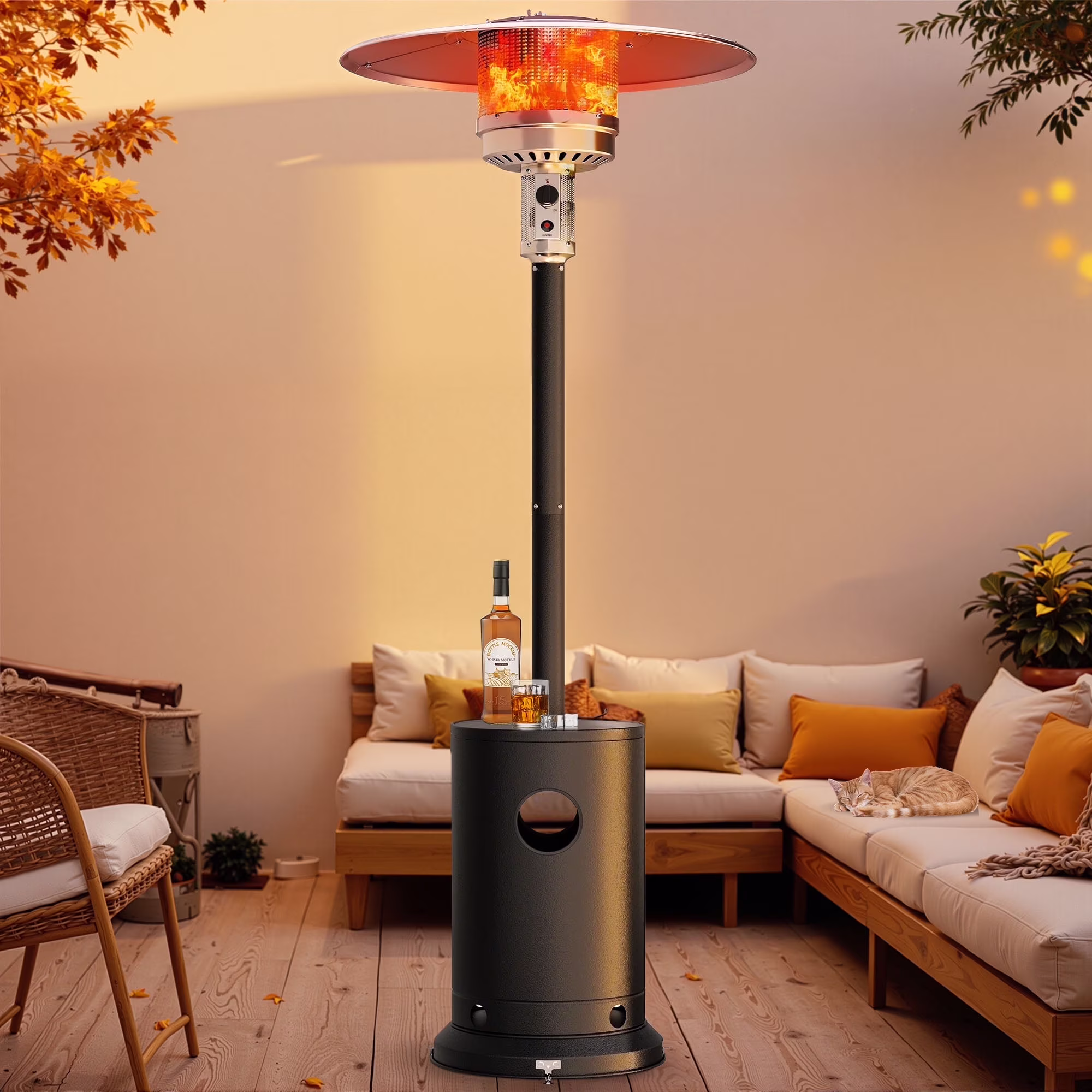 Patio Heater for Outdoor Use, 50,000BTU Propane Heater with Wheels and Adjustable Thermostat, Heavy Duty Stainless Steel Patio Heater, Freestanding Heater for Backyard, Deck, Garden, Silver - Image 3